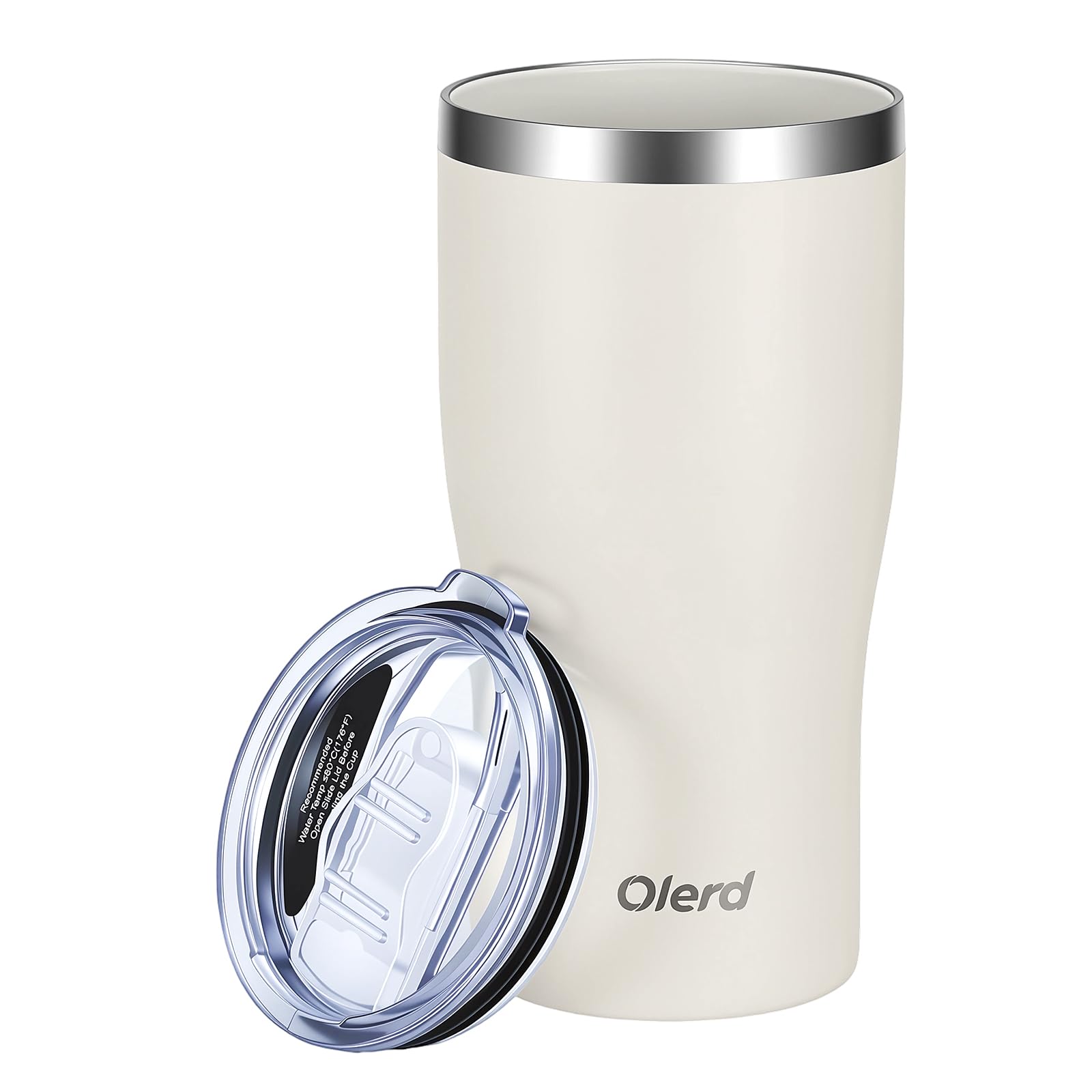 Olerd 17oz Ceramic Lined Water Bottle, Insulated Travel Mug, Commute, White