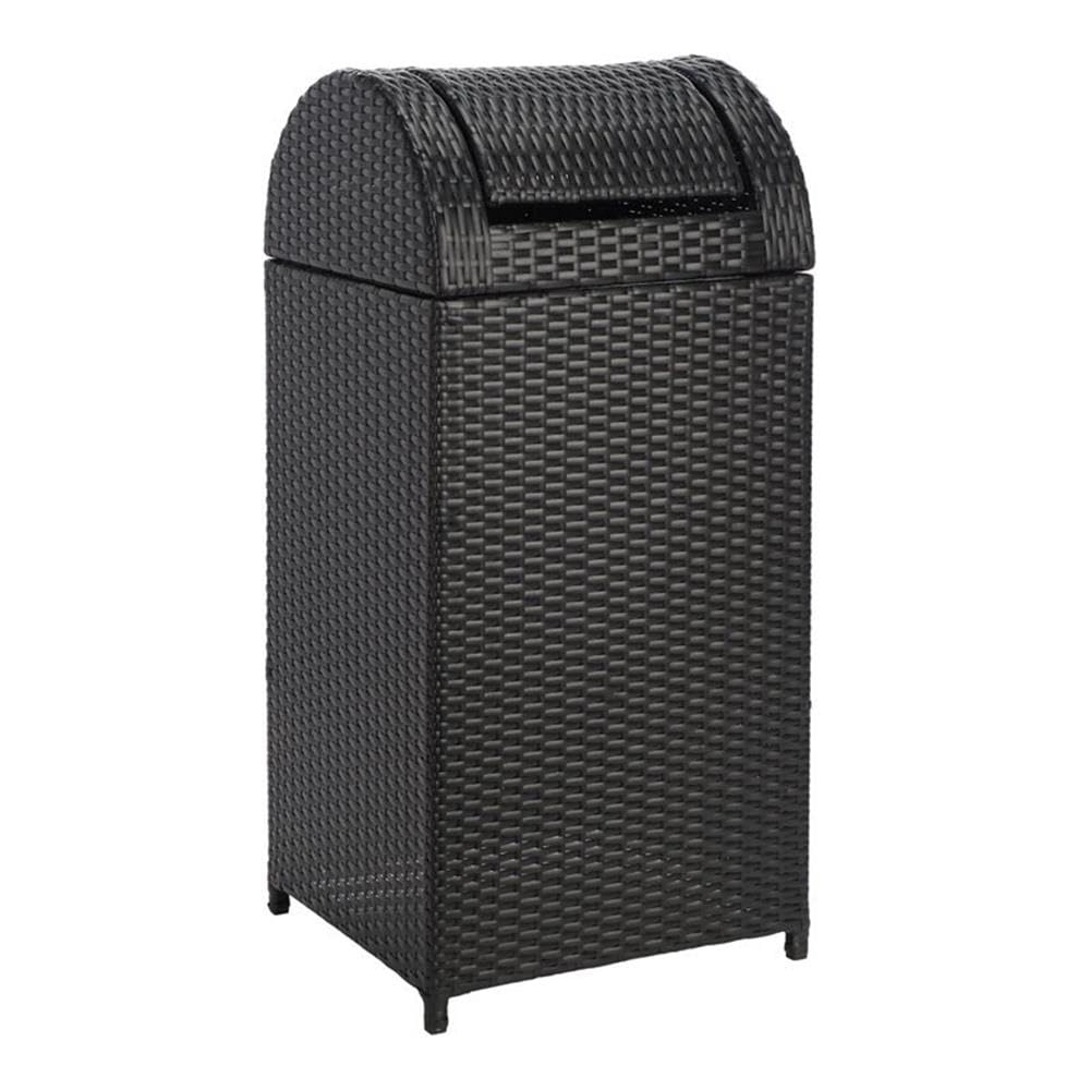 Safavieh Outdoor Collection Serapis Black Wicker Trash Bin