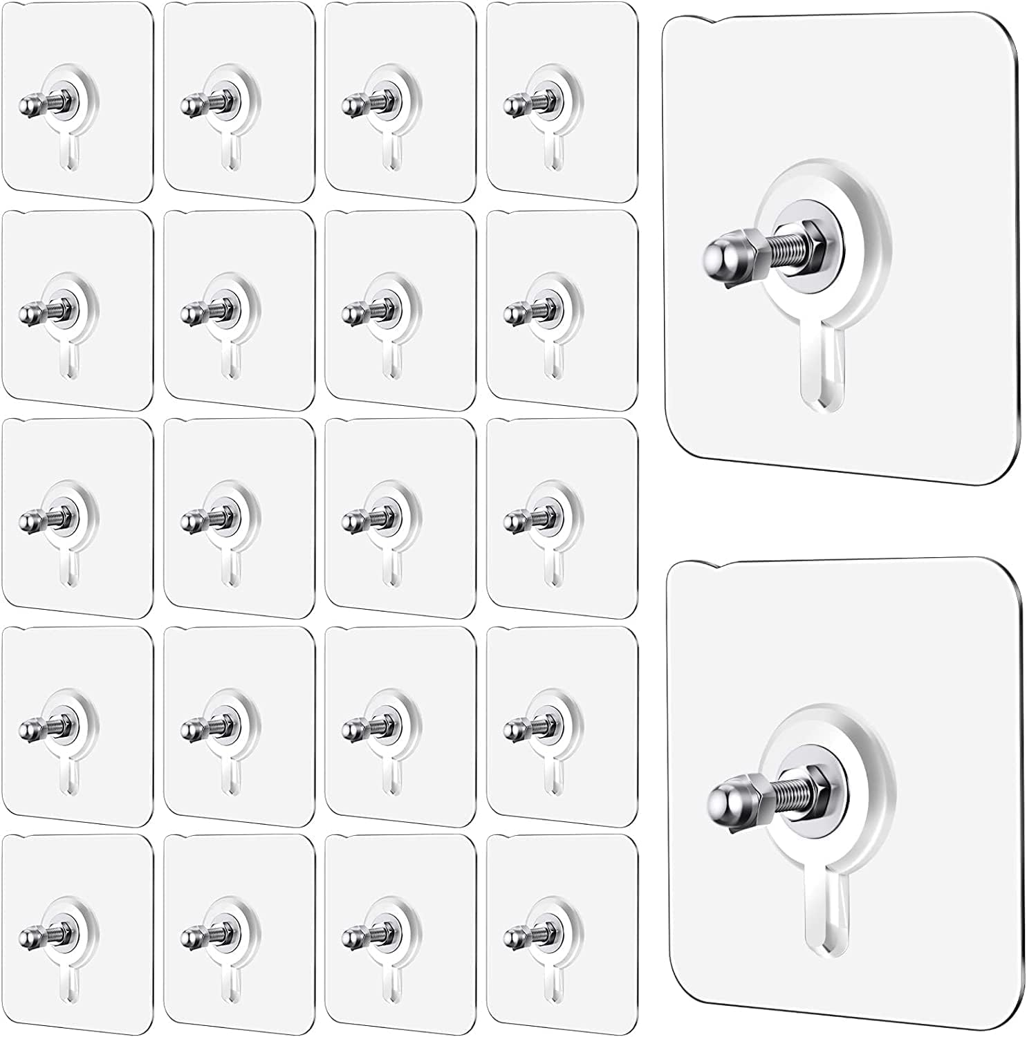 Depoff 20 Pcs Self Adhesive Screw Hooks For Hanging | Heavy Duty Adhesive Wall Hooks For Wall Heavy Items | Sticker Screw Wall H