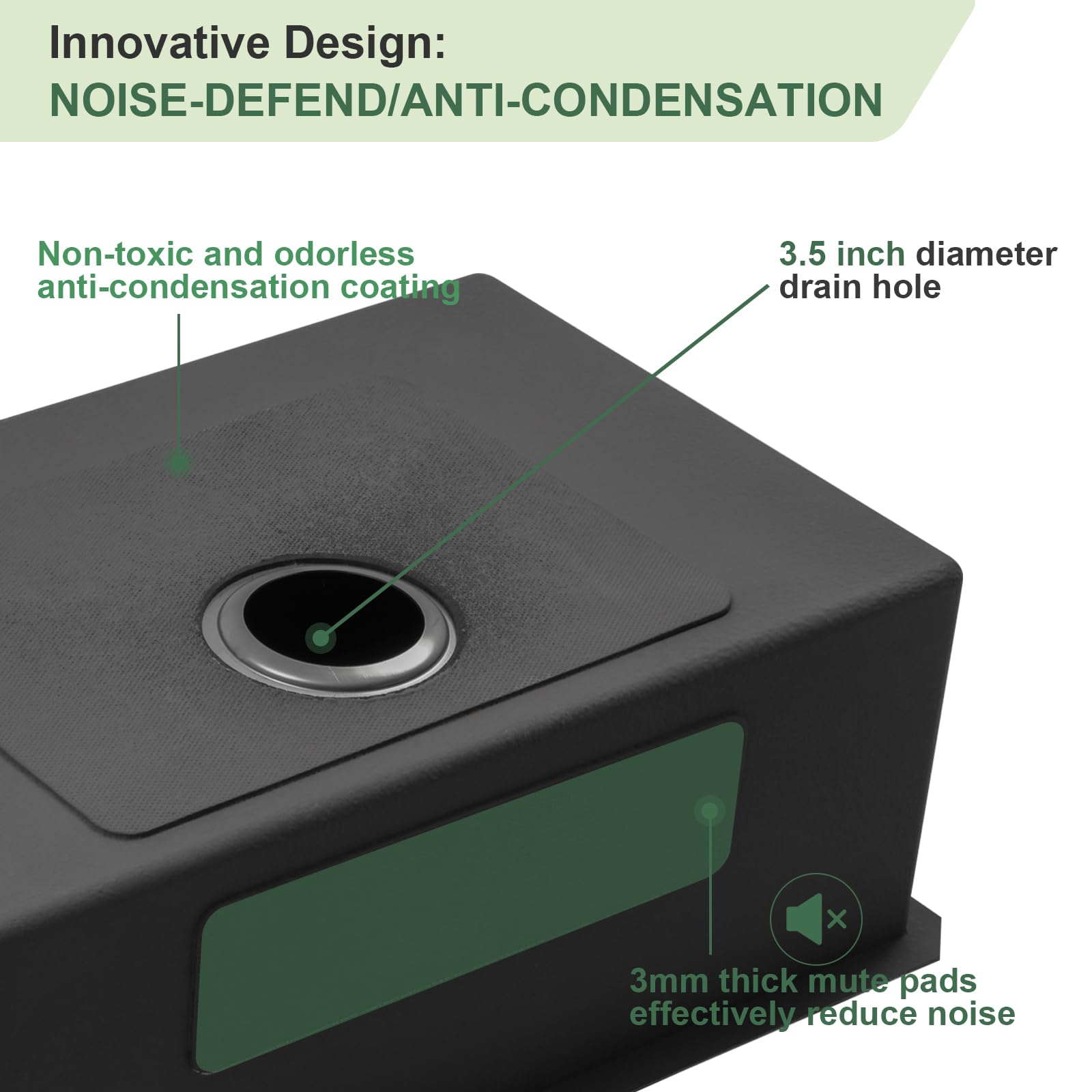 Couoko 33 Inch Black Kitchen Sink Undermount Gunmetal Black 16 Gauge Stainless Steel Single Bowl Large Deep Handmade Sinks Basin