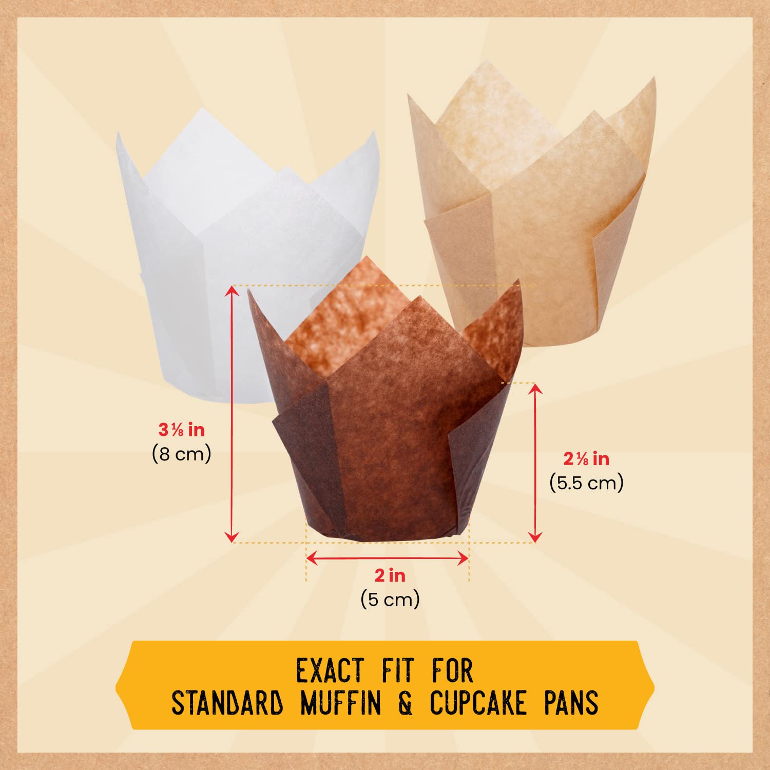 Tulip Cupcake Liners, Muffin Liners For Baking By Bakers Signature - 150Pcs Of Parchment Paper Cups Cupcake Wrappers - Perfect S