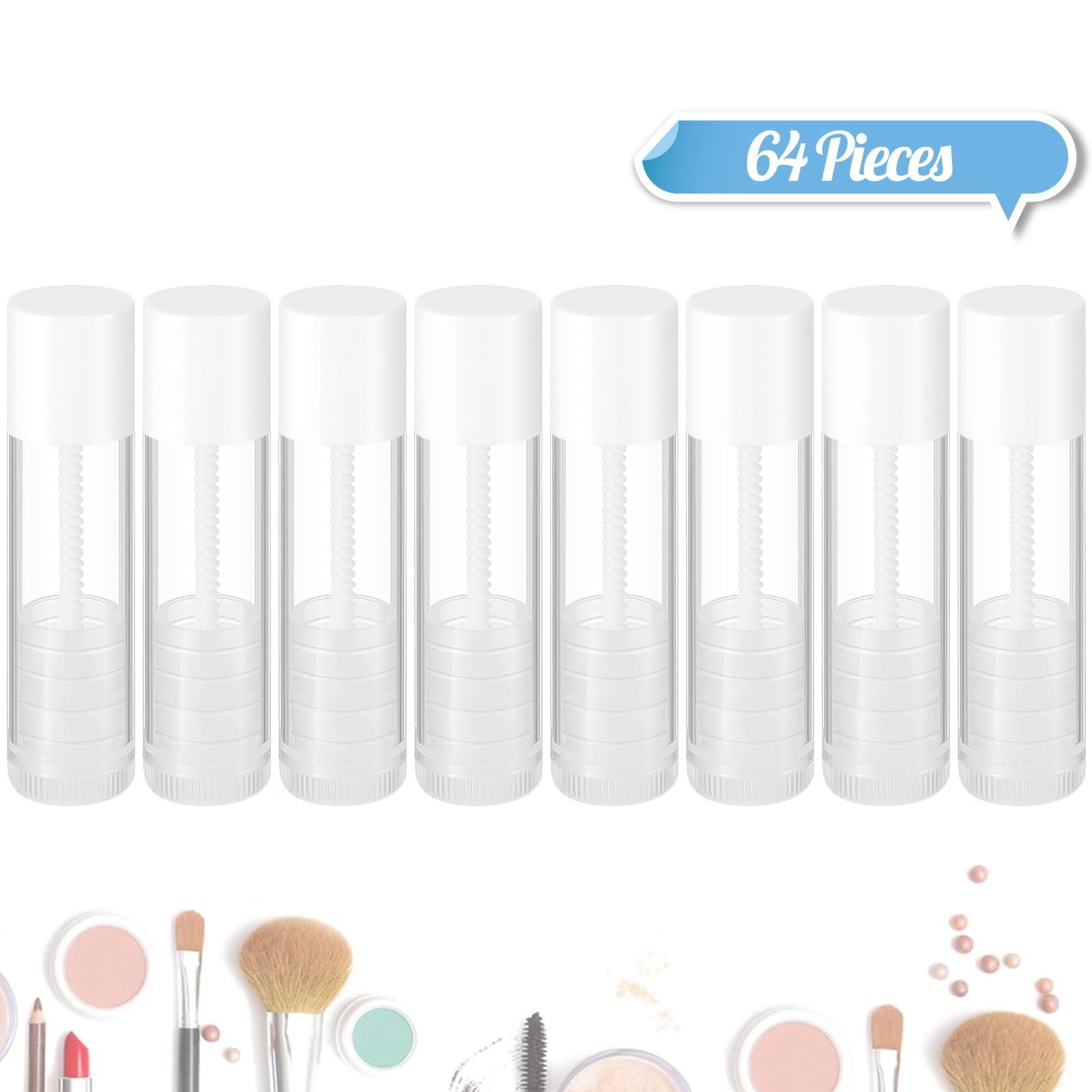 Maitys 64 Pcs Lip Balm Tubes 5 Ml Empty Lip Gloss Balm Containers Refillable Rotatable Plastic Lipstick Tubes Diy Lip Gloss Hold