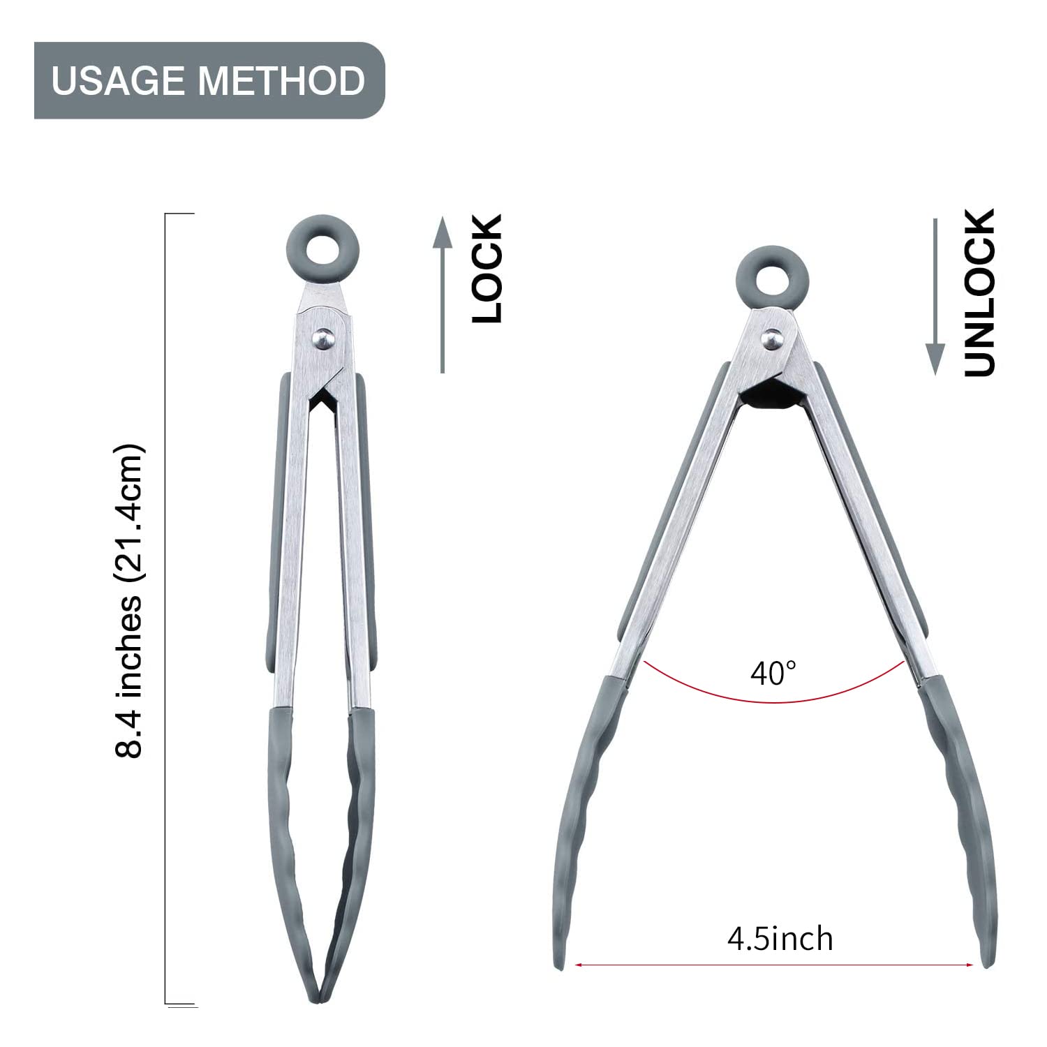 Msy Bigsunny Kitchen Food Tongs - 7'' Mini Silicone Serving Tongs - Set Of 3 (Gray)