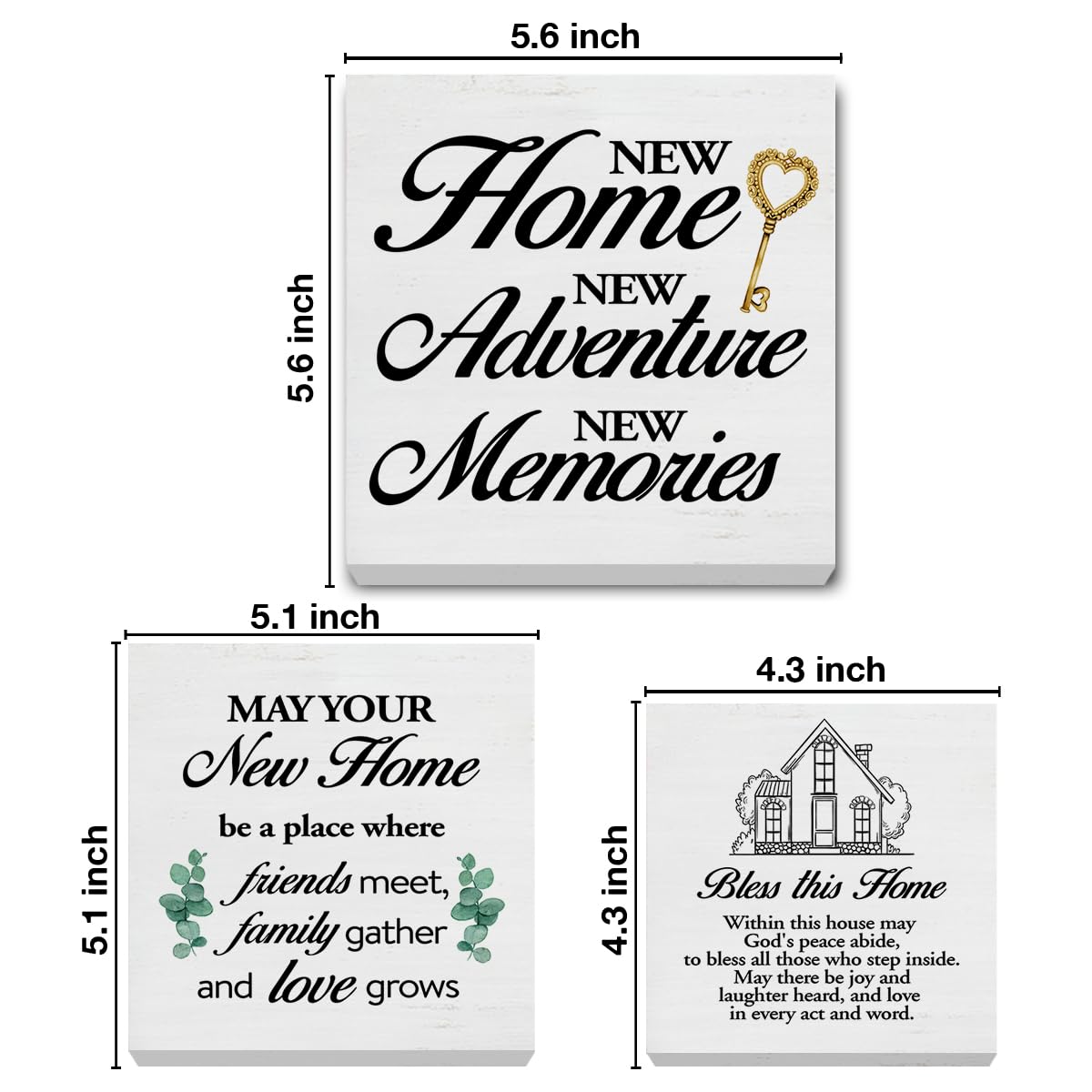 Nvhai 3 Pcs New Home Wood Signs Decor Housewarming Gifts New Home Owner Gifts New Home New Memories Bless This Home Wooden Block