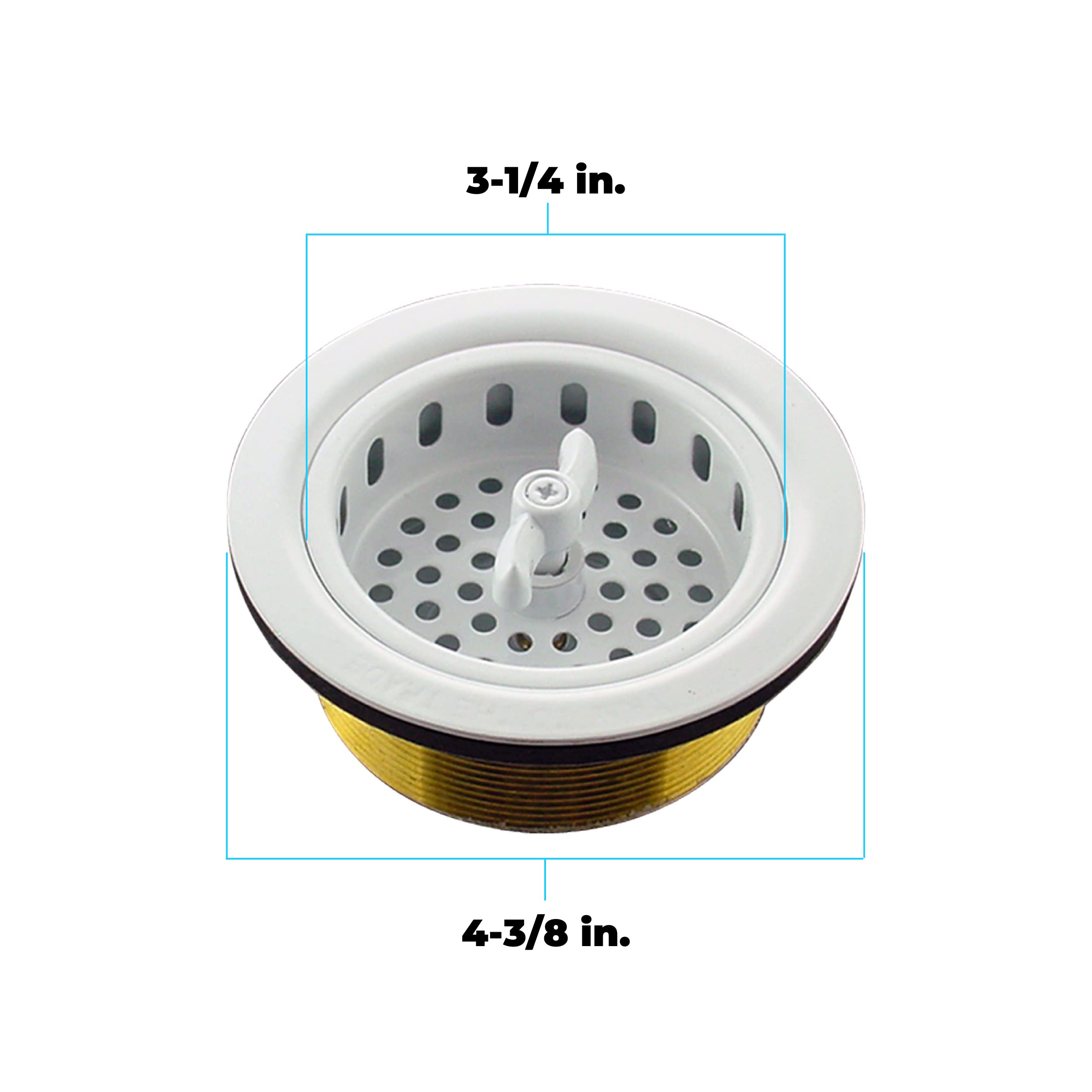 Mr. Scrappy 3.5'' Sink Drain Assembly With Twist Lock Basket Strainer, Solid Brass, White