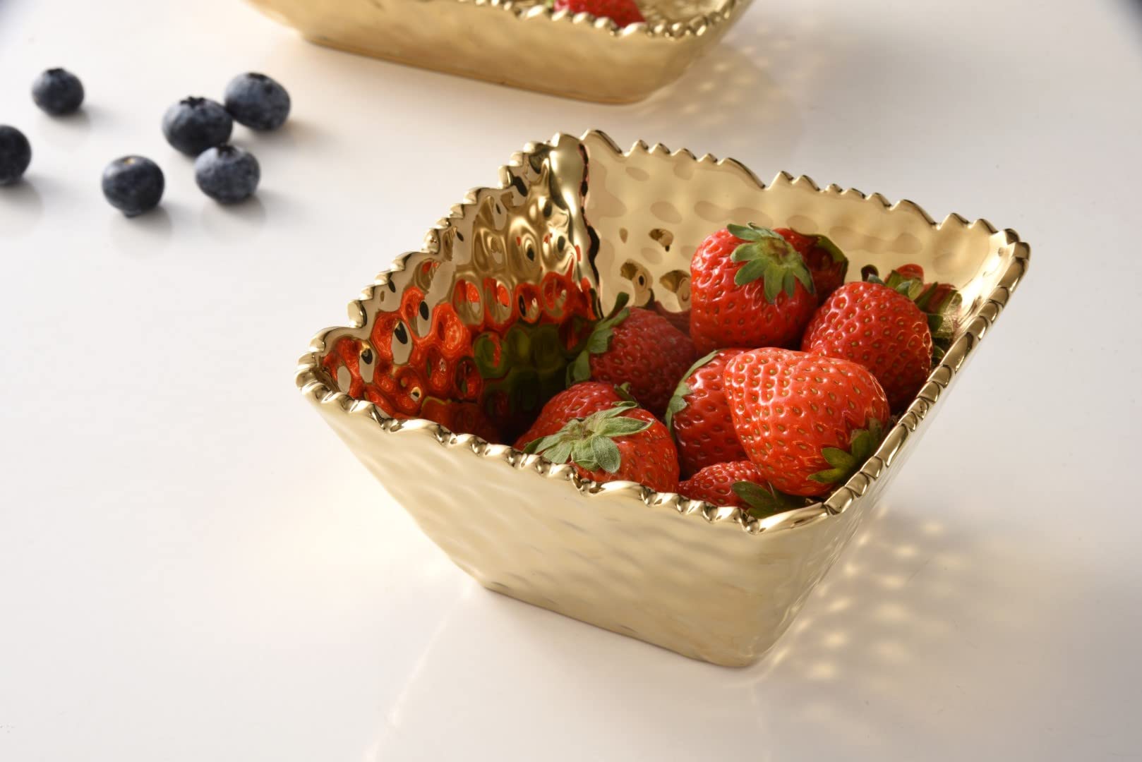 Pampa Bay Cer-2733-G Small Square Snack Bowl In Golden Millennium, 5-Inch Square, Porcelain