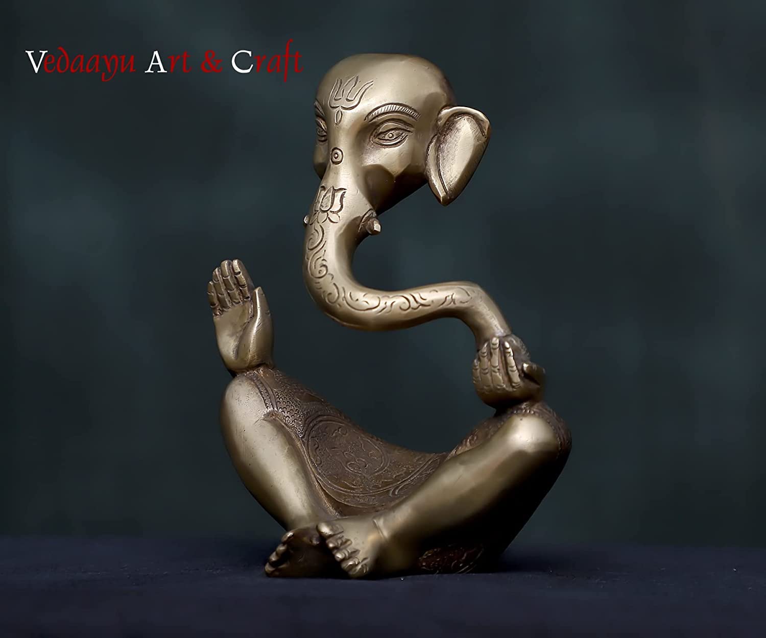 Rugdoll Vedaayu Brass Ganesha Statue For Home Decor Idol Brass Abstract Ganesh Statue, Brass Ganesha Statue Dual Tone Antique Ga