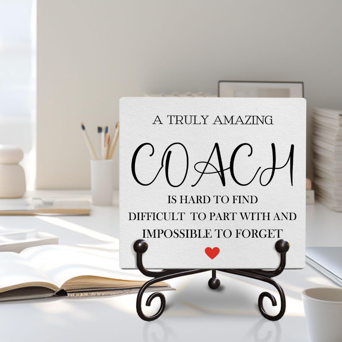 LeFohLon Coach Gifts - Wooden Sign Decor with Stand for Mentor Trainer Office Desk, Rustic Home Decor Plaque - Appreciation Keep