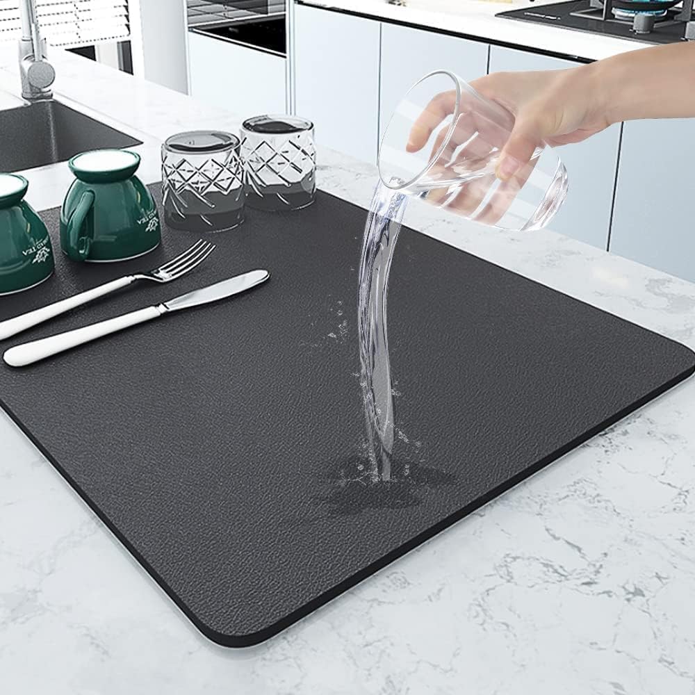 AL MUNAWWAROH Dish Drying Mat (40 x 60 Cm) Water Absorbing Mat for Kitchen, Large Size Utensils Quick Drainer Kitchen Accessorie