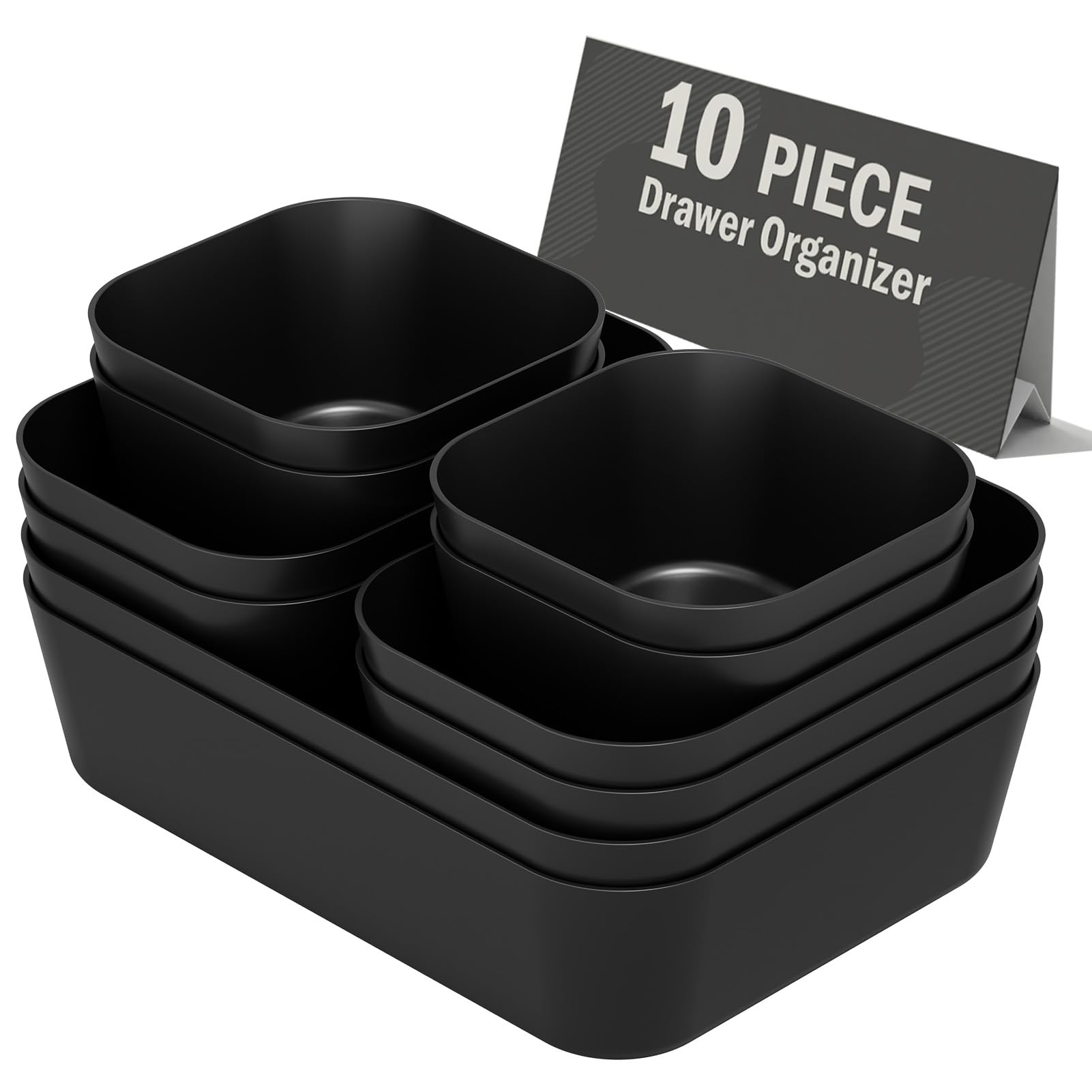 Plastic Drawer Organizers, 10 PCS Drawer Organizer Bins, Bathroom and Vanity Organizer Plastic Tray, Makeup organizer and storag