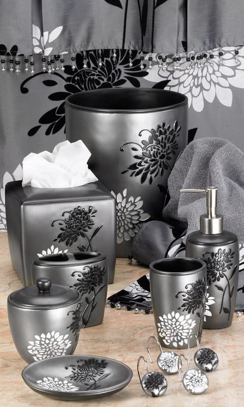 Popular Bath Erica Collection Grey Resin Trash Can, 9'' X 6'' X 9.5''