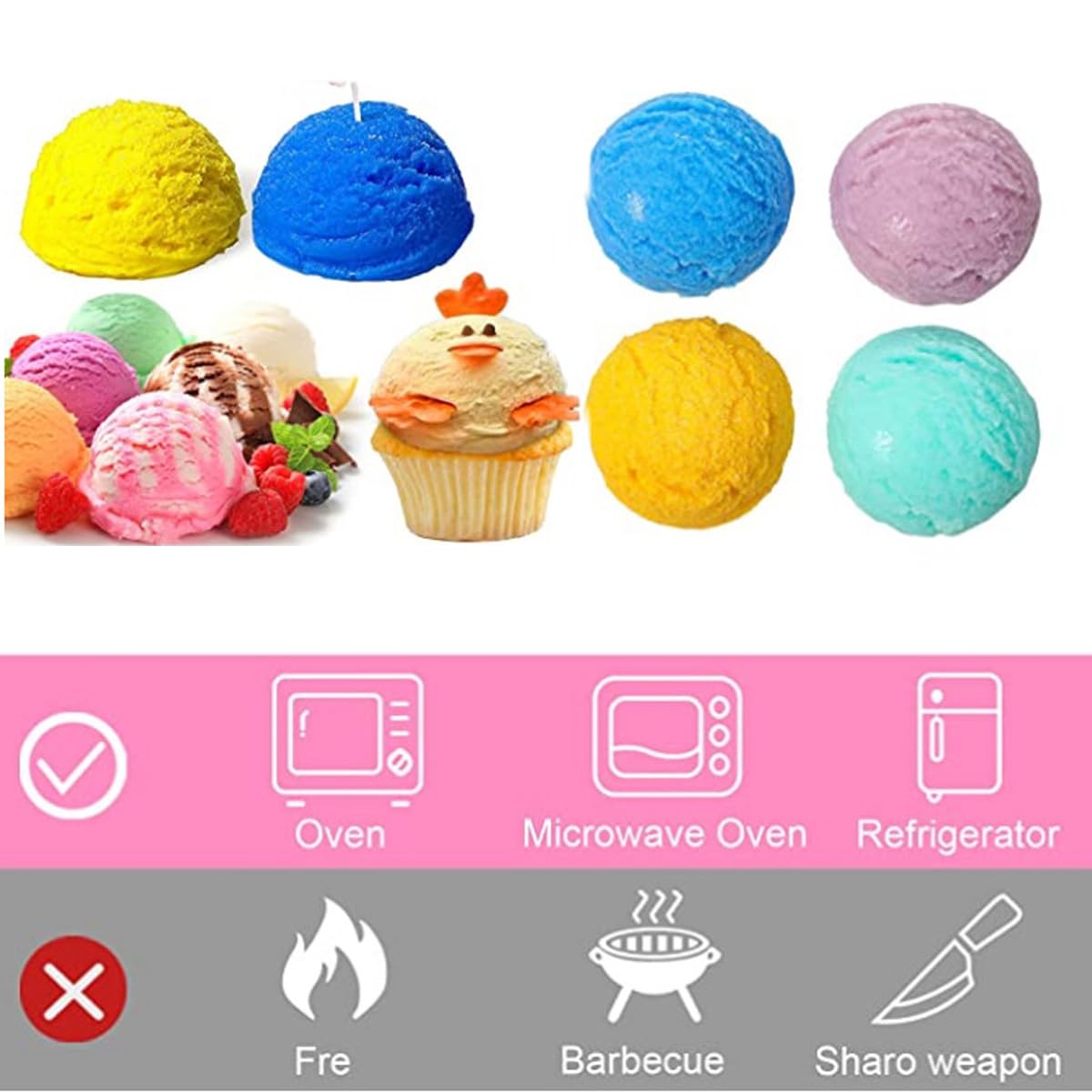 Kuuguu 3 Pcs 3D Ice Cream Ball Shape Silicone Molds Semi Sphere Mold Cookie Pastry Mold For Chocolate Pudding Dome Mousse Fondan
