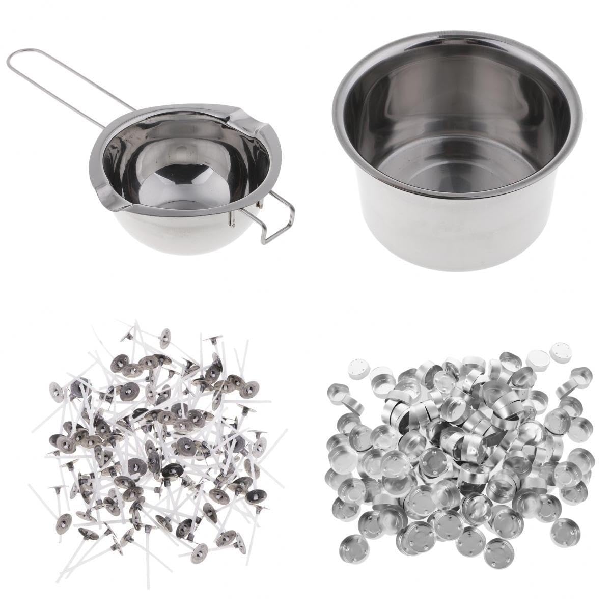 Merishopp Wax Melting Pot Double Boiler With 200Pcs Tealight Cups And Candle Wicks