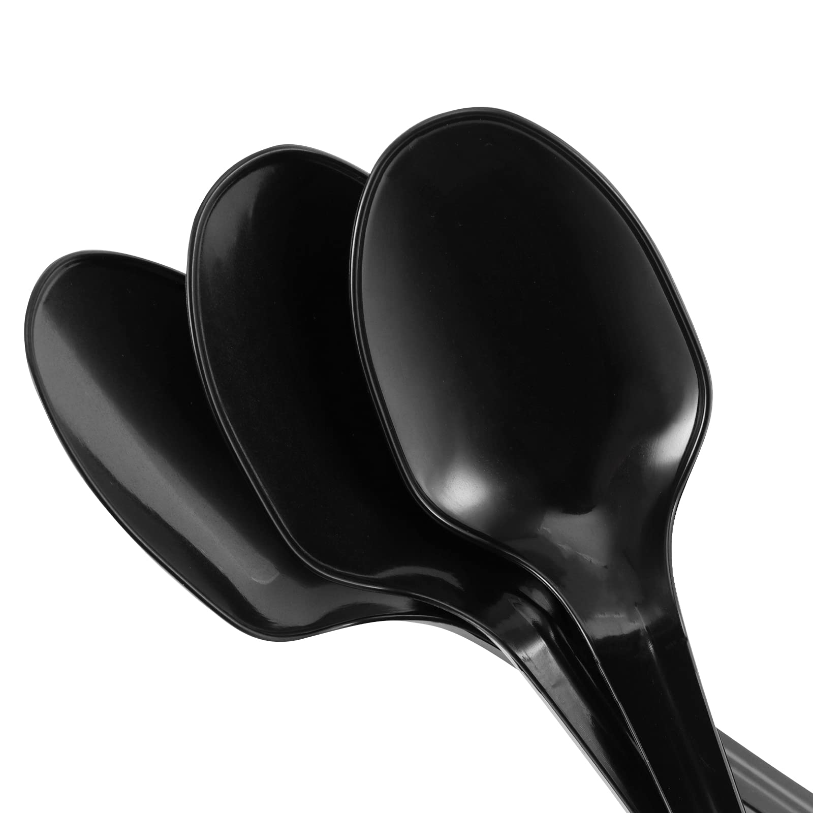 Jeuihau 400 Pcs 8 Inches Individually Wrapped Plastic Spoons, Disposable Soda And Sundae Spoons With Long Handles, Black Plastic