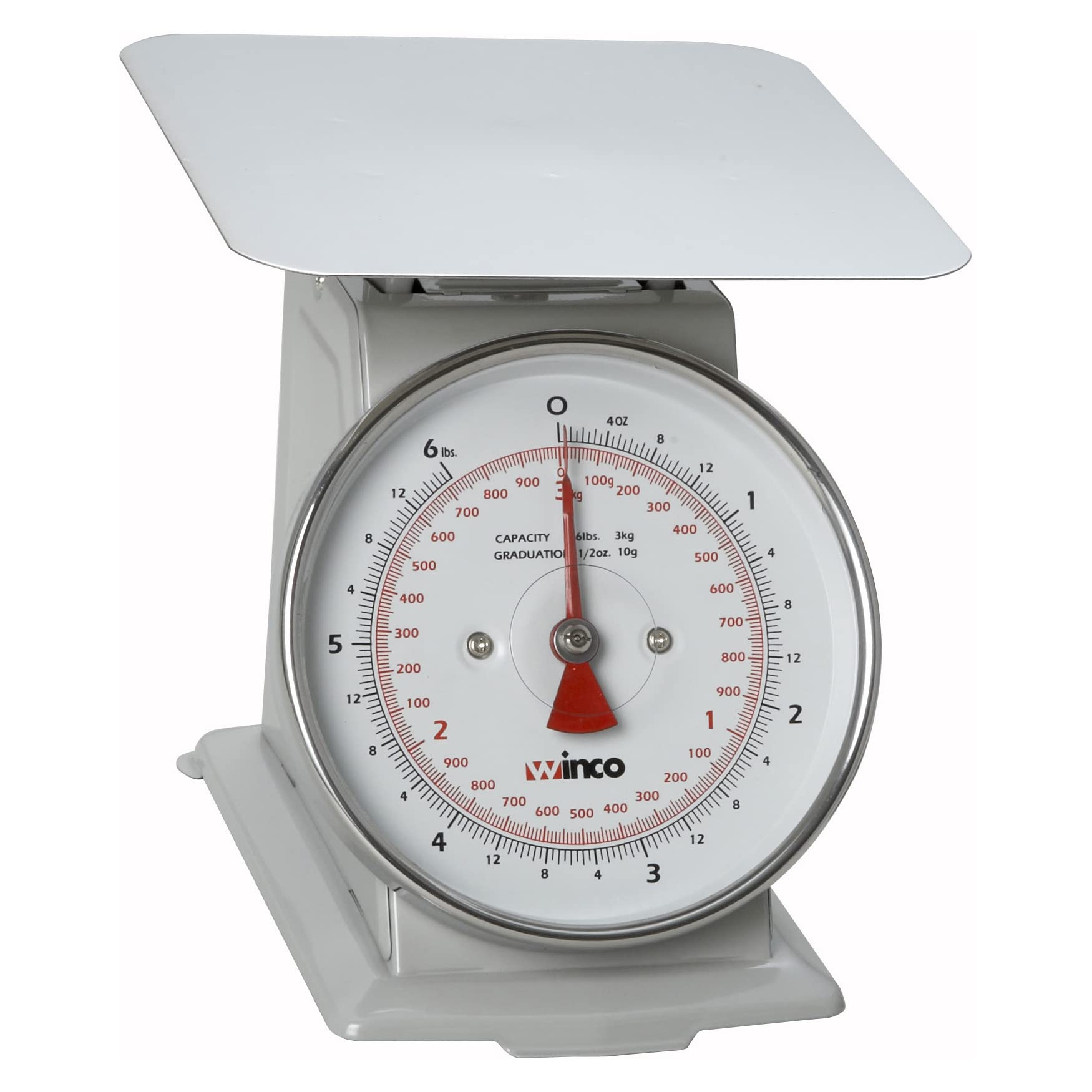 Winco B003Her2D4 Scal-66 6-Pound/3Kg Scale With 6.5-Inch Dial, White, Steel