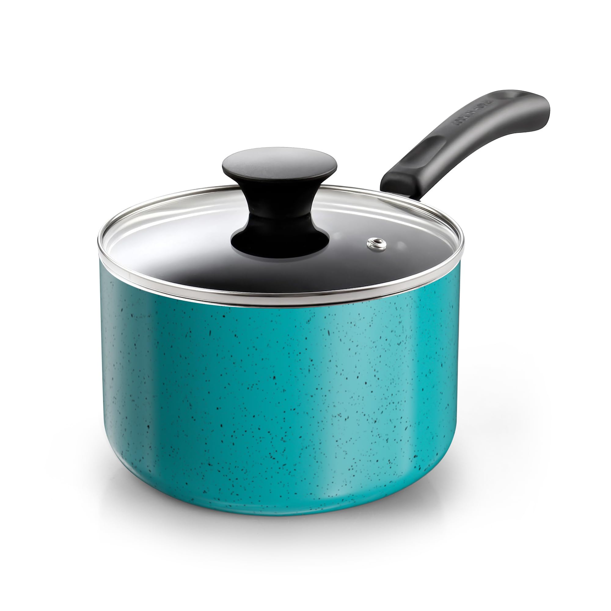 Cook N Home Non Stick Sauce Pan, 3 Quarts Saucepan with Glass Lid, Nonstick Small Multi-purpose Pot, Milk Chocolate Aluminum Coo