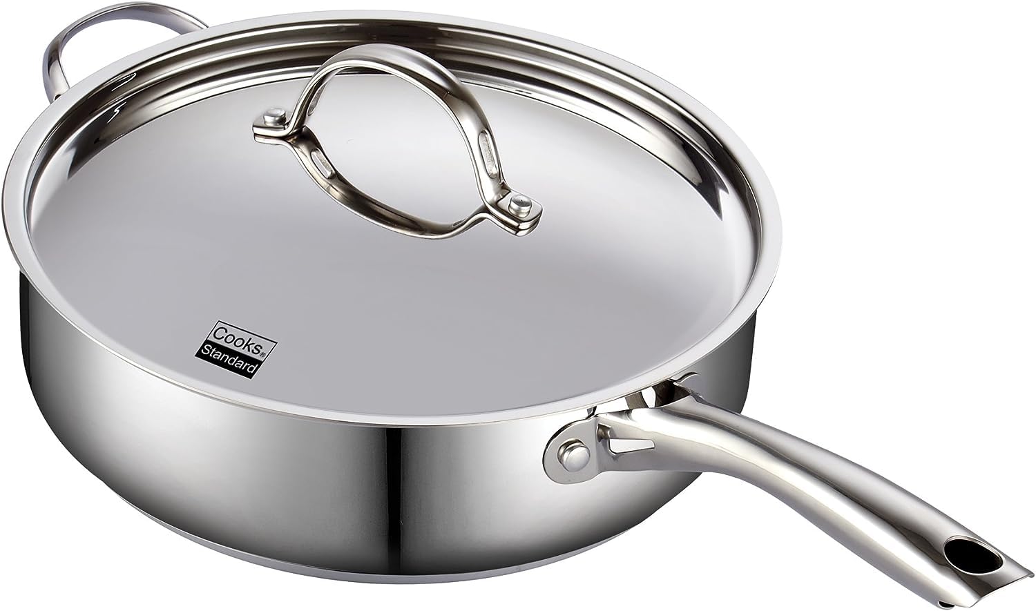 Cooks Standard Classic Stainless Steel Saute Pan 11-inch, 5 Quart Induction Cookware Deep Frying Pan Cooking Skillet with Lid, S