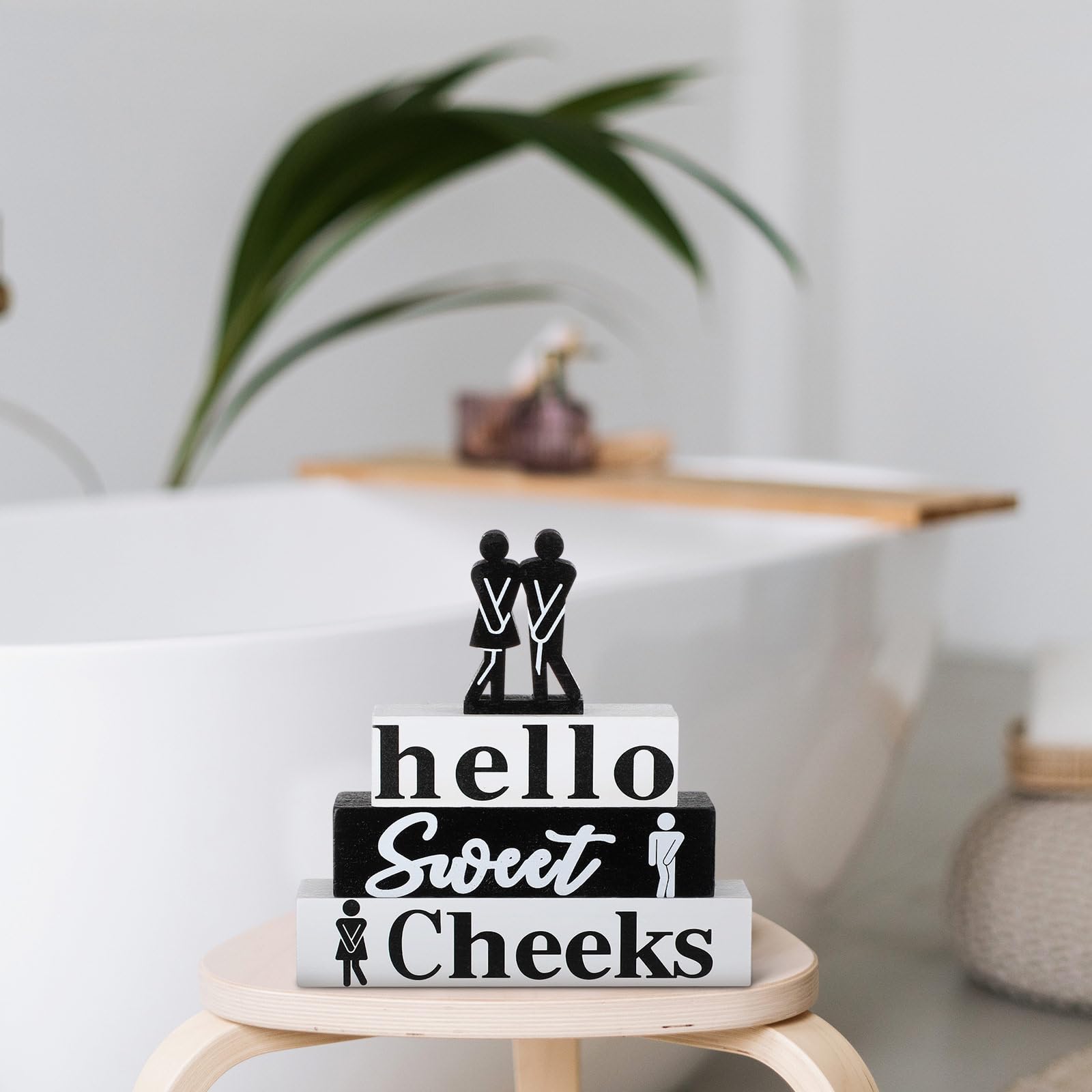 Cinnvoice 4 Pcs Funny Bathroom Decor Farmhouse Modern Bathroom Decoration Western Hello Sweet Cheeks Table Centerpiece Christmas