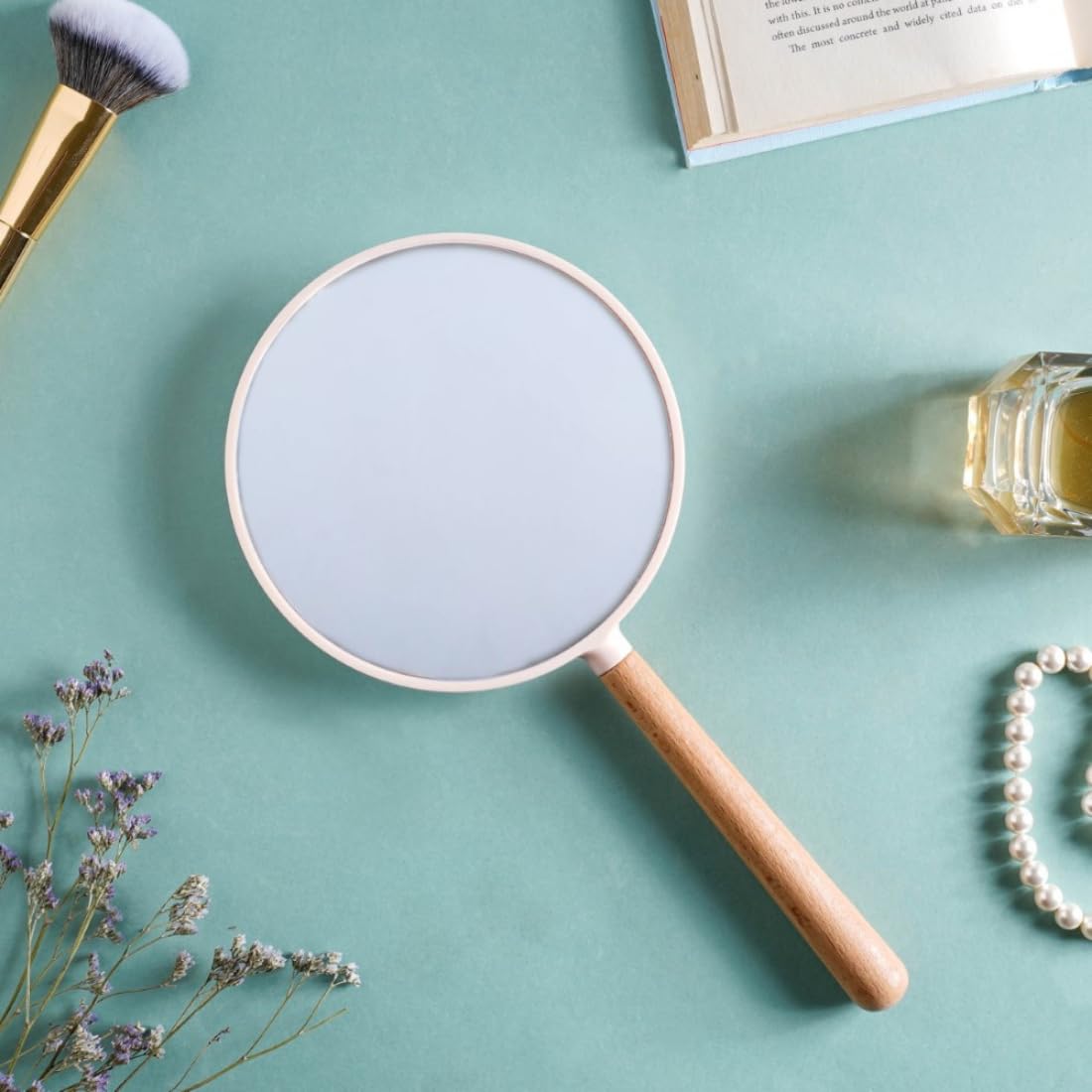 Nestasia Modern Two Sided Handheld Mirror | Lightweight, Portable And Crystal Clear Reflections For On-The-Go Makeup Touch-Ups |