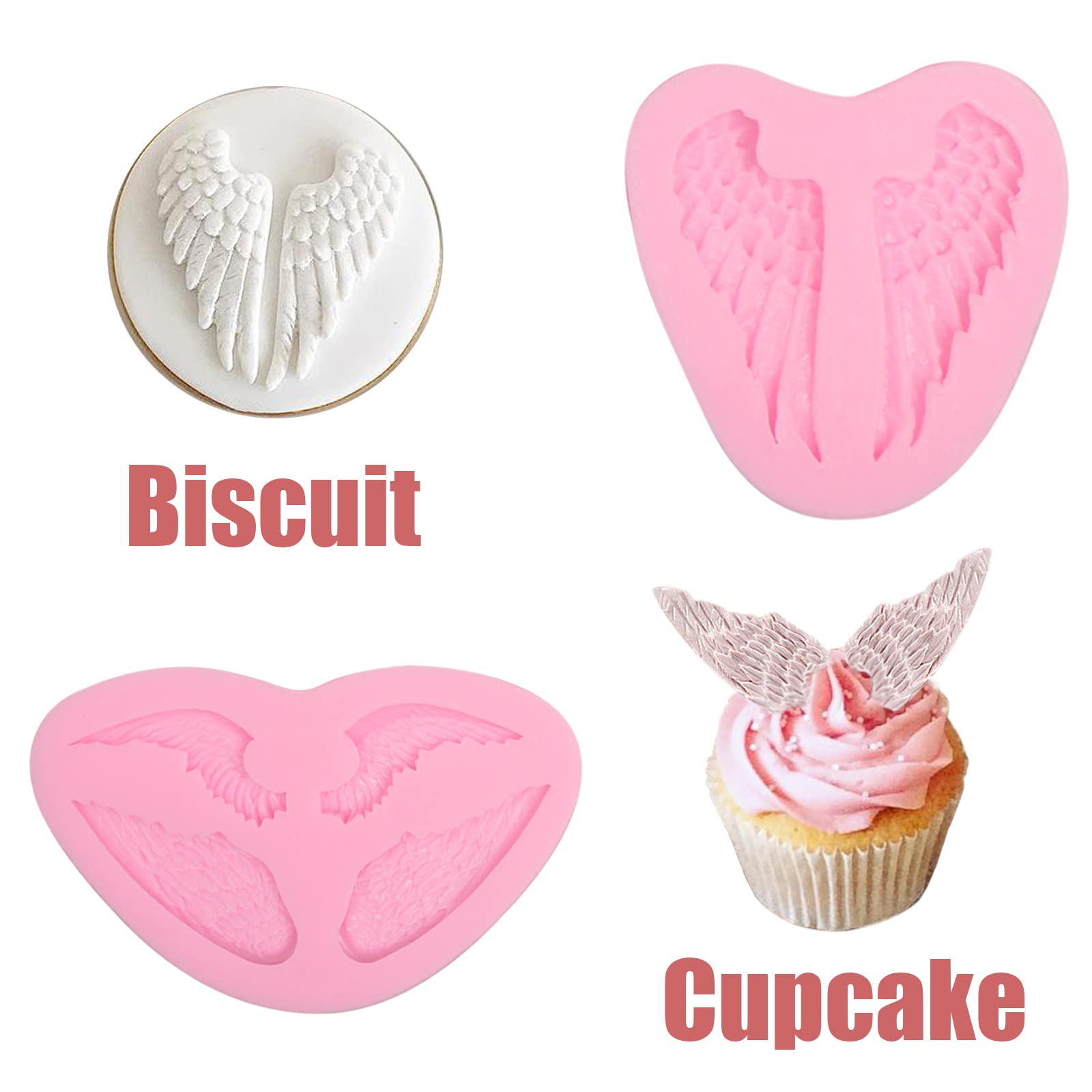 Angel Wings Silicone Molds 3 Pcs, Baroque Photo Frame Fondant Mold For Chocolate Cake Decoration Candy Cupcake Topper Polymer Cl