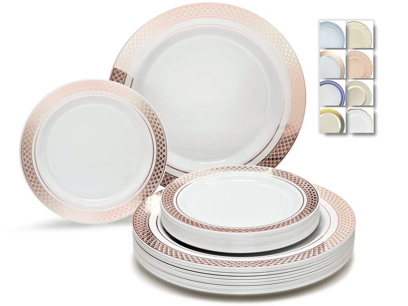 ' Occasions '' 50 Plates Pack (25 Guests) - Heavyweight Wedding Party Disposable Plastic Plate Set - 25 X 10.5'' Dinner + 25 X