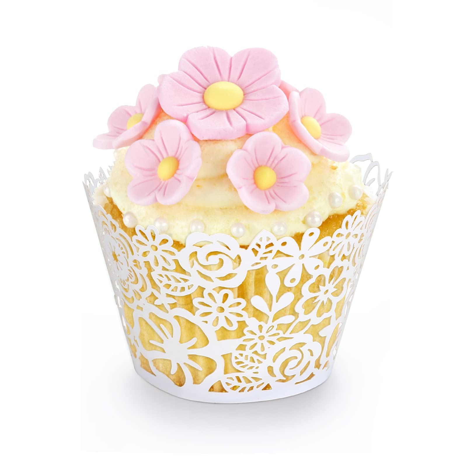Gwhole Cupcake Liners White Lace Cupcake Wrappers Wedding Birthday Party Holiday Favors Cupcake Tower Decoration Fancy Small Cup