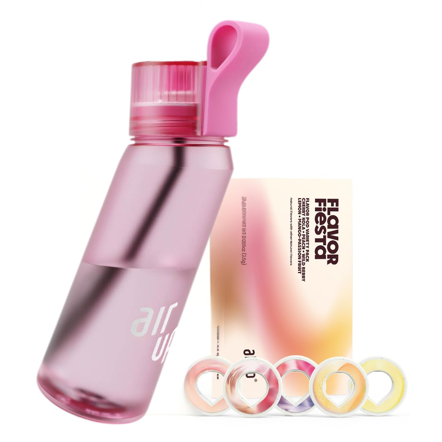 air up water bottle (22 oz) for school, sports, gym | includes 5 scent pods & straw | flavored bottle in hot pink - also for kid