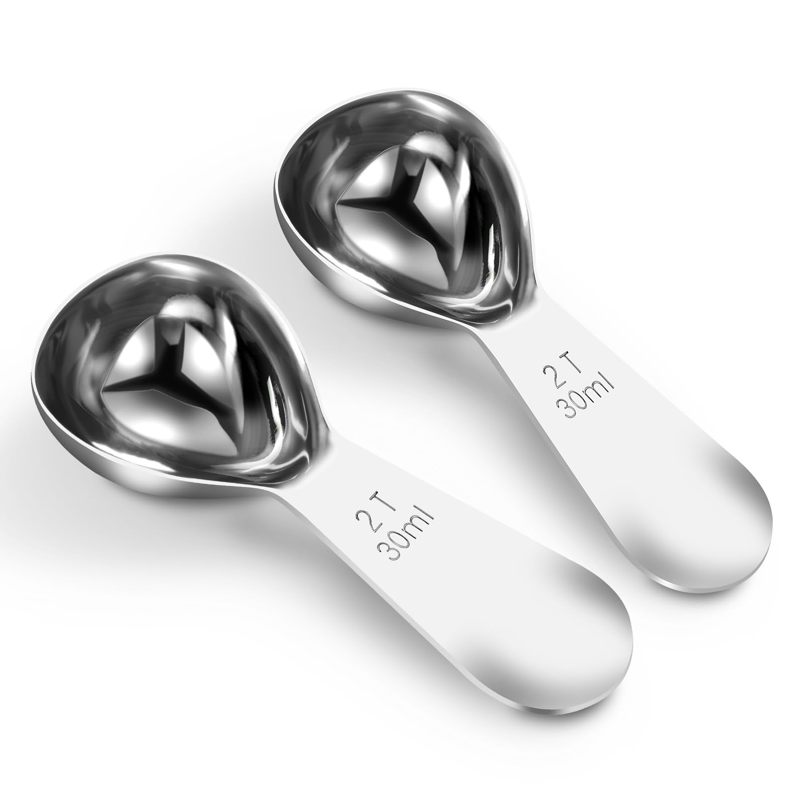 Coffee Scoop 2 tablespoon Measuring Spoons(30ml 2pcs), Ergonomics Design Coffee Scooper 2 tbsp Metal Stainless Steel Manufacture