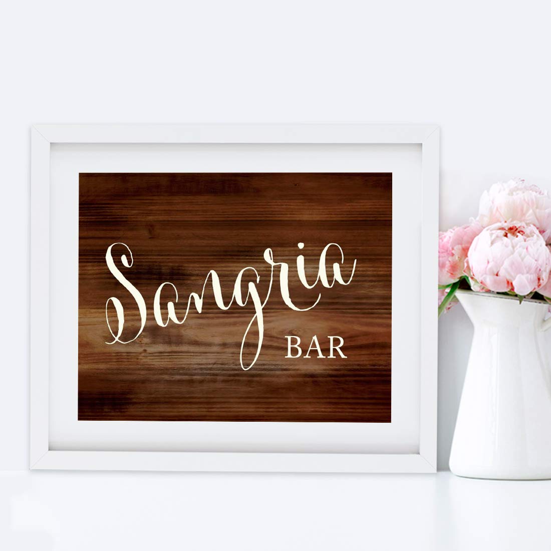 Andaz Press Wedding Party Signs, Rustic Wood Print, 8.5X11-Inch, Sangria Bar Sign, 1-Pack, Unframed