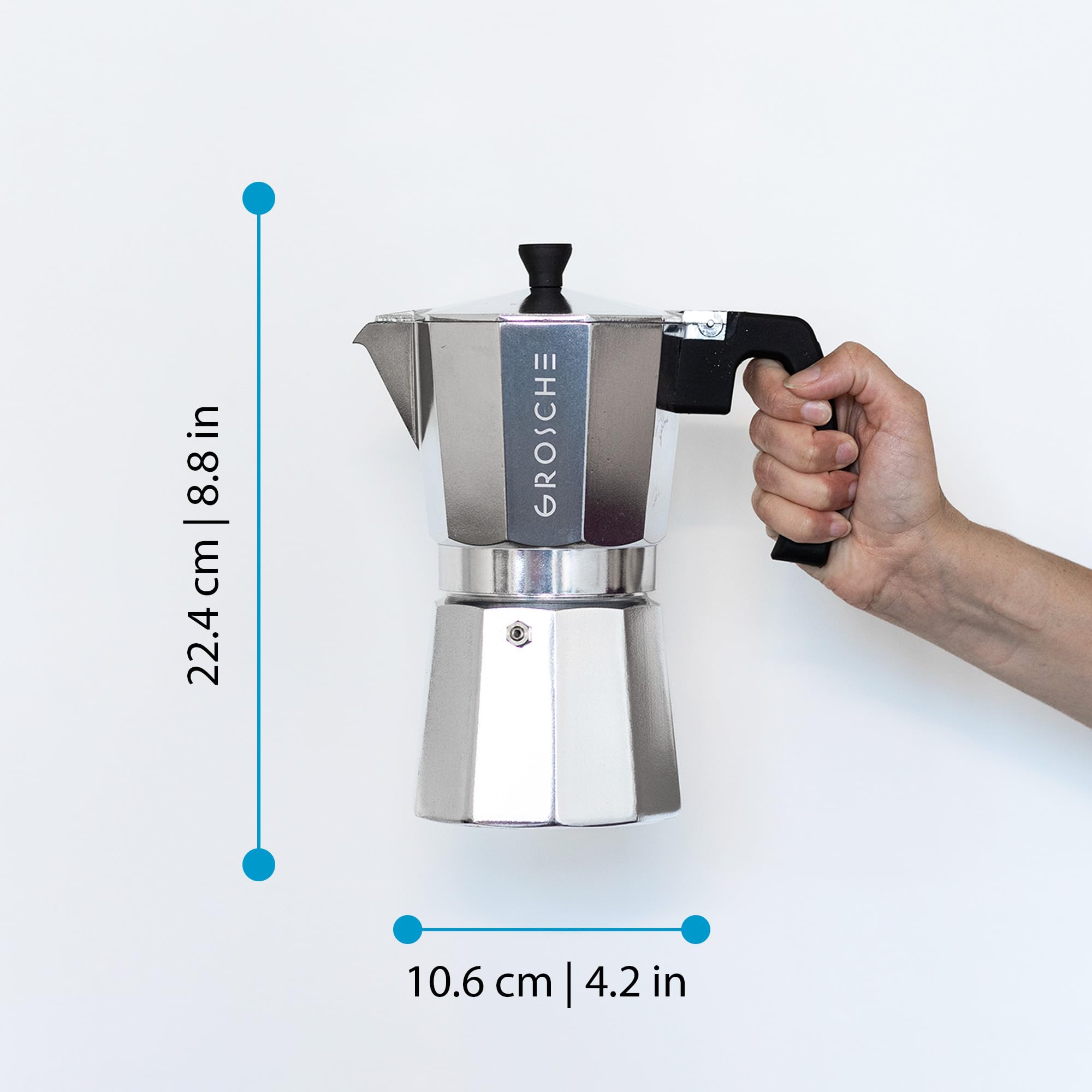 Grosche Milano Stovetop Espresso Maker Moka Pot 9 Espresso Cup, 15.2 Oz, Silver Cuban Coffee Maker Stove Top Coffee Maker Moka I