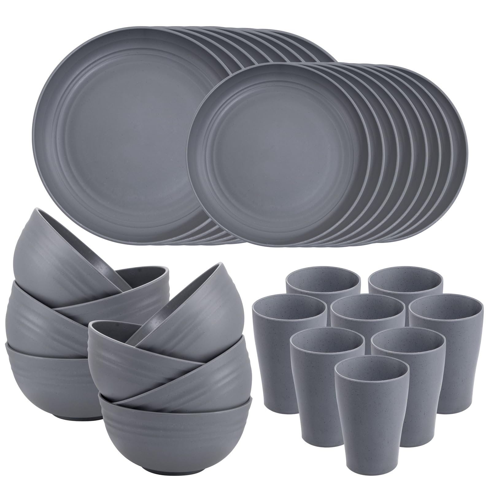 Supernal 32pcs Wheat Straw Dinnerware Sets,Unbreakable Dinnerware Sets for 8,Reusable Tableware,Dishes Set for 8,Plates and Bowl