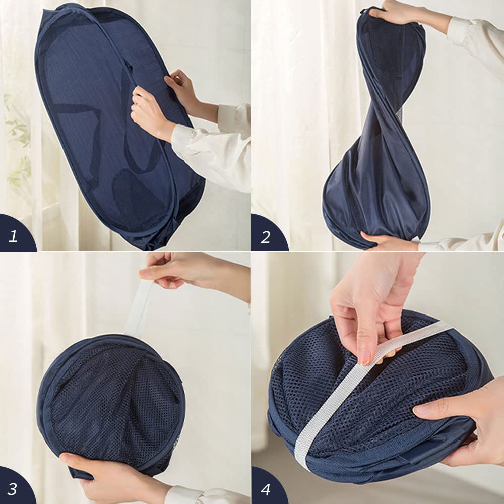 Lateronon 2 Pcs Mesh Popup Laundry Hamper, Opening Laundry Basket,Popup Laundry Basket With Durable Handles,Foldable Pop-Up Mesh