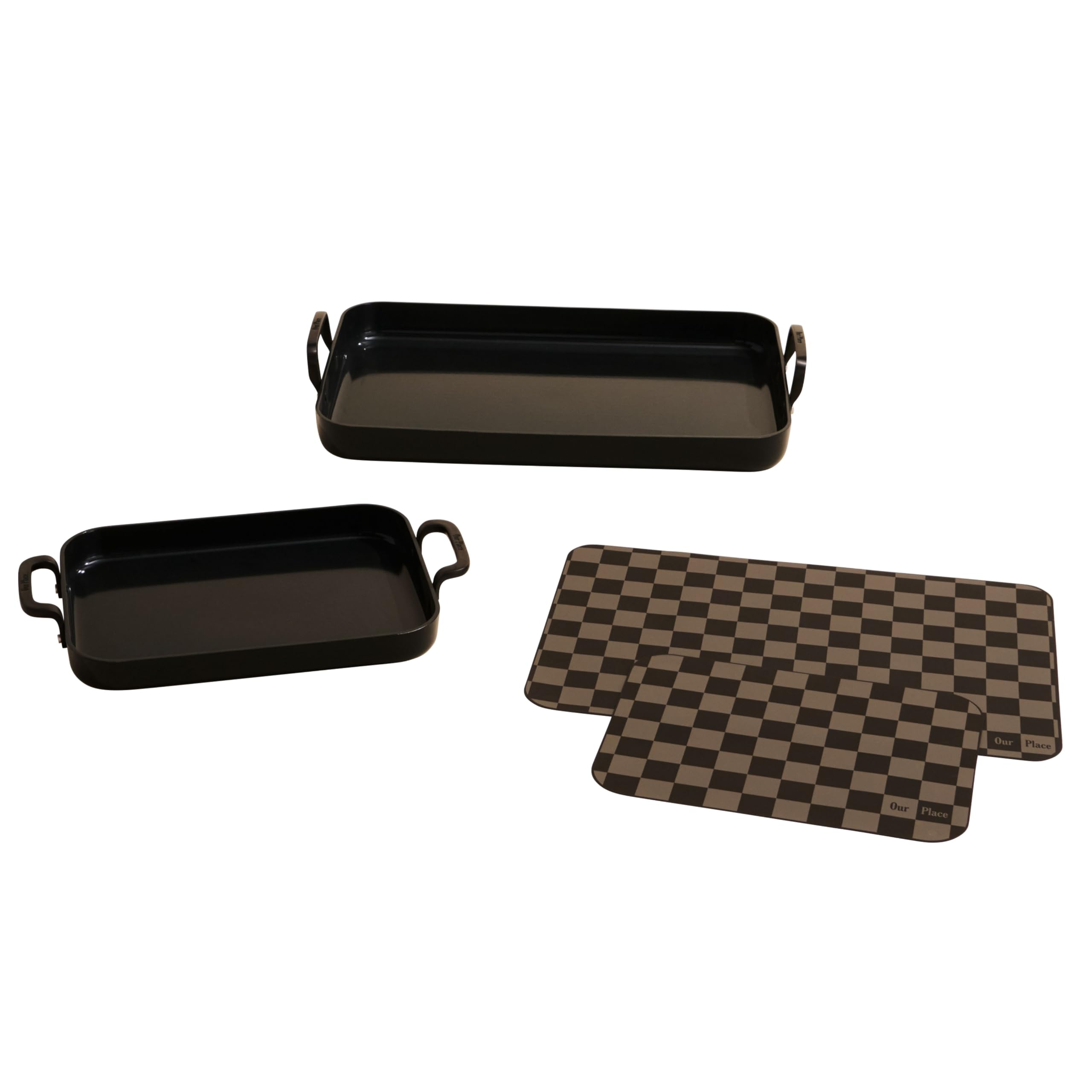 Our Place Essentials 4Piece Griddle Pan Set | Nonstick Griddle Standard & Mini With Reusable Silicone Oven Mats | Thermakind Pf