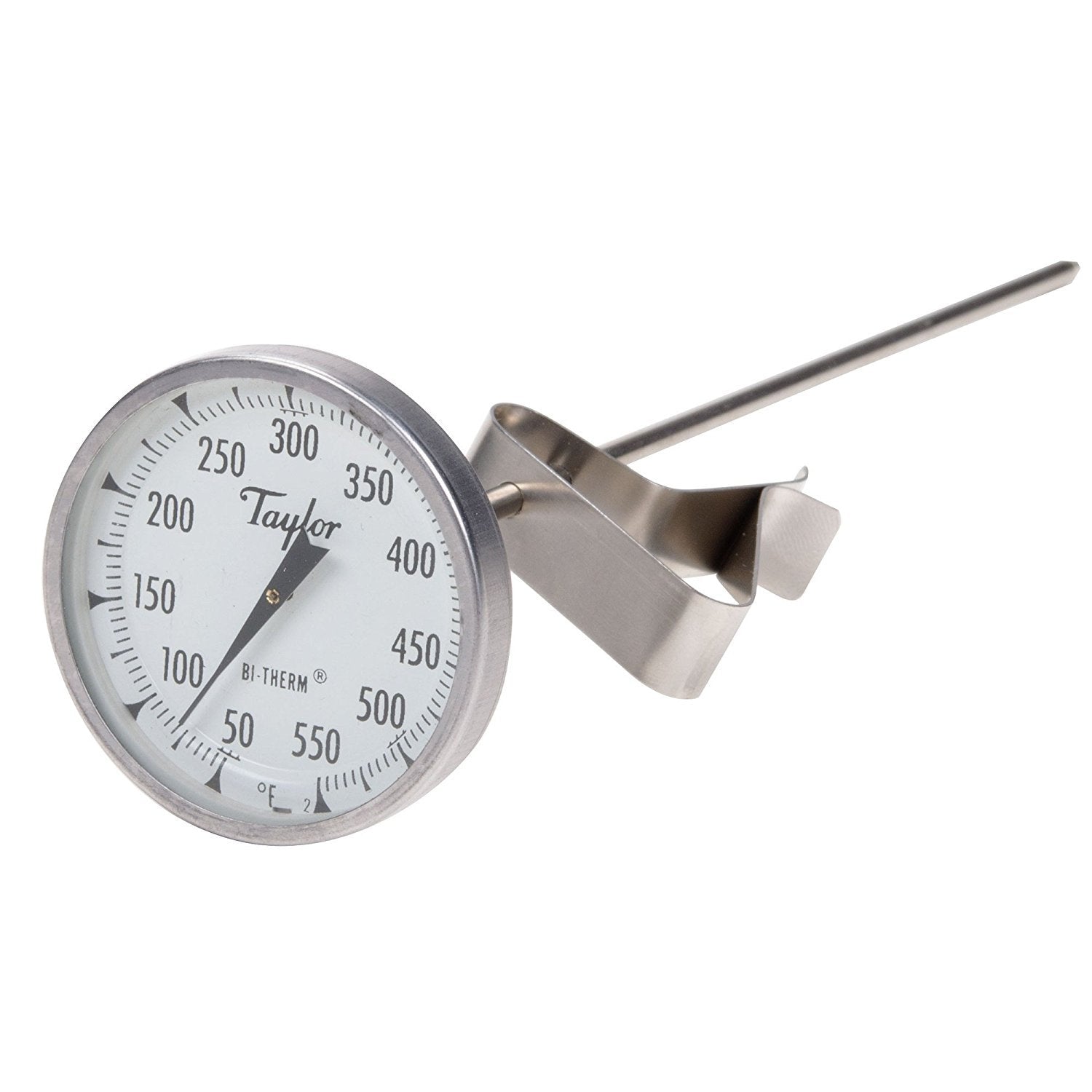 Taylor Precision 6084J8 Professional BiTherm Candy/Deep Fry Thermometer, 2 dial Display, 50 to 550F Temperature Range, 8 Stainle