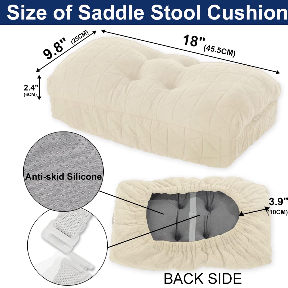 Buyue Seat Cushion For Saddle Stool, Luxury Triangle Fashion Jacquard With Anti-Skid Silicone Bar Stool Cushion Padded (Beige, R