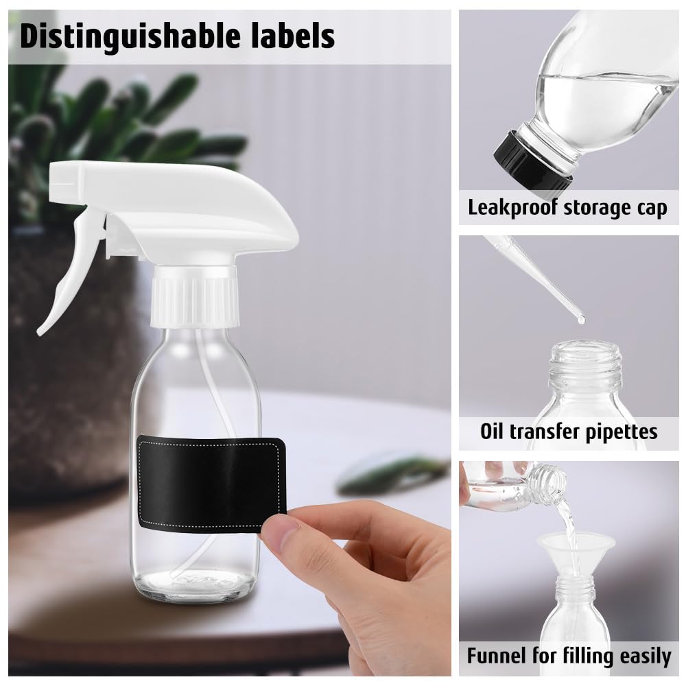 Tecohouse Glass Spray Bottles 4 Oz, Empty Small Spray Bottles 2 Pack For Essential Oils, Cleaning Solutions, Plants, Hair Mister