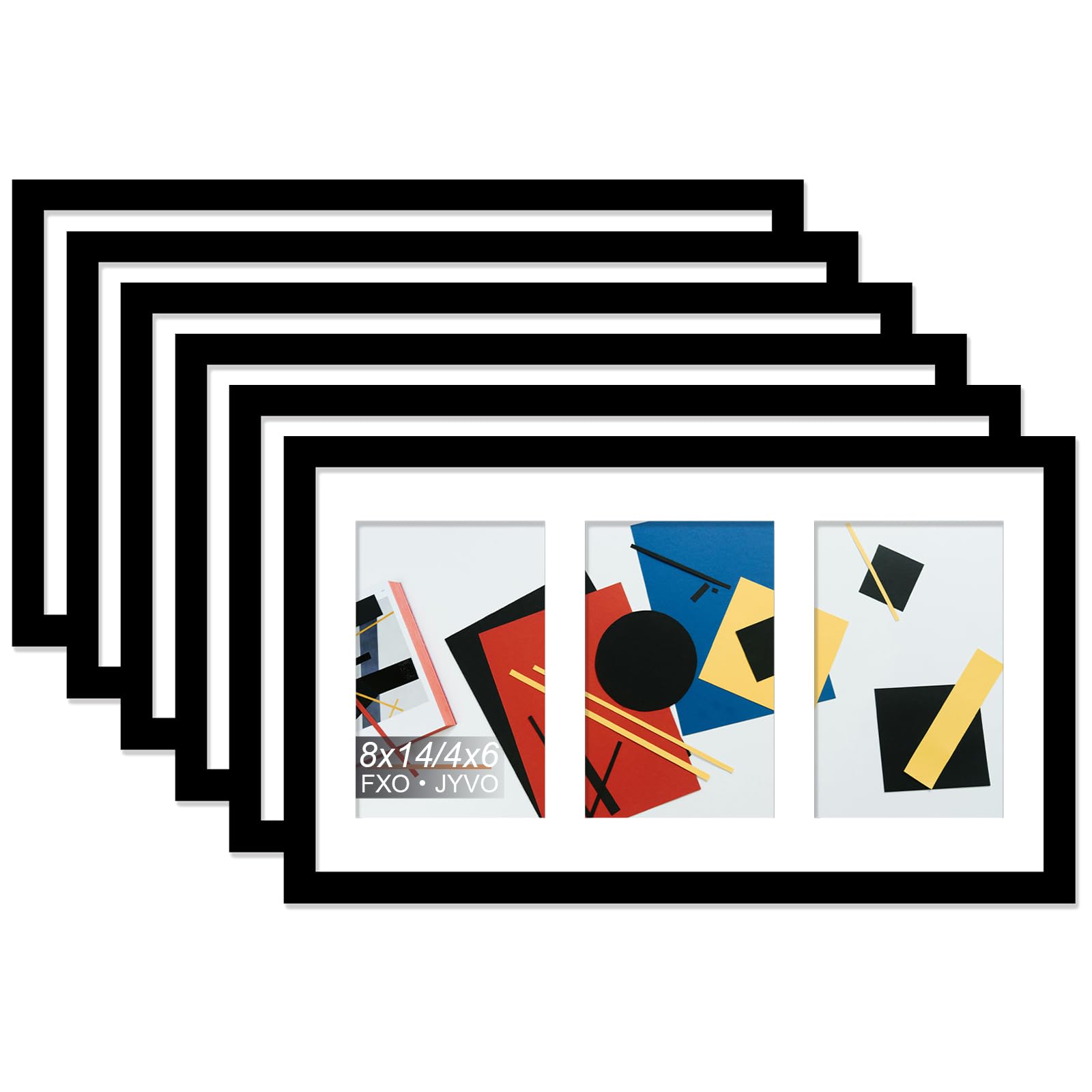 Fxojyvo 4x6 Picture Frame Collage Set of 6, Display 3 4x6 Picture Collage or 8x14 Photo Only Without Mat, Light Weight and High 
