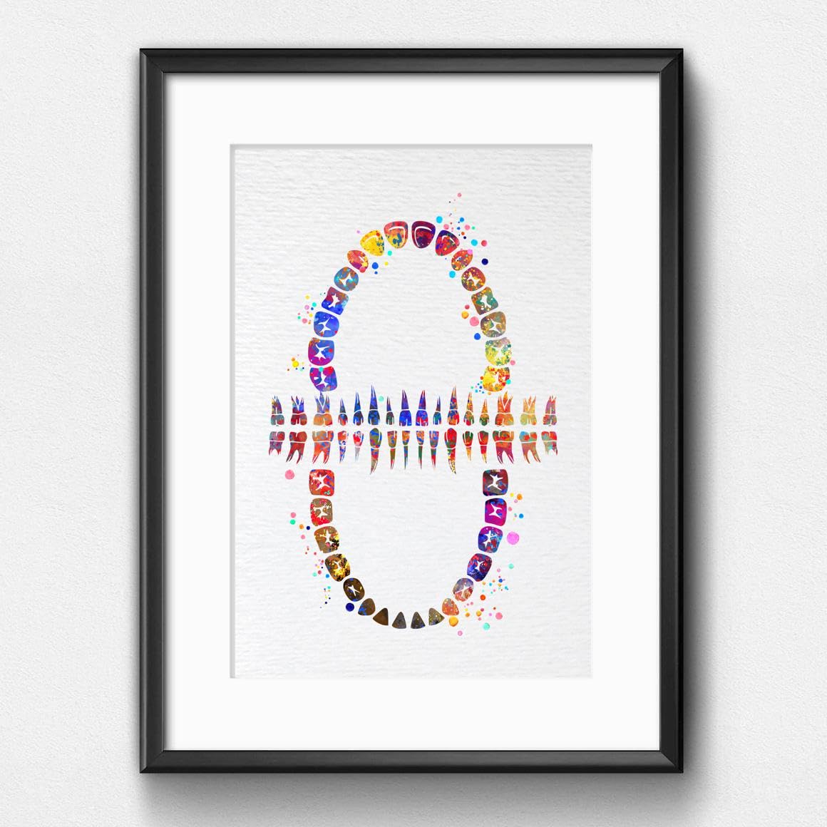 Dignovel Studios 8X10 Unframed Tooth Chart Anatomical Art Dental Clinic Dentistry Science Watercolor Art Print Poster Dn565