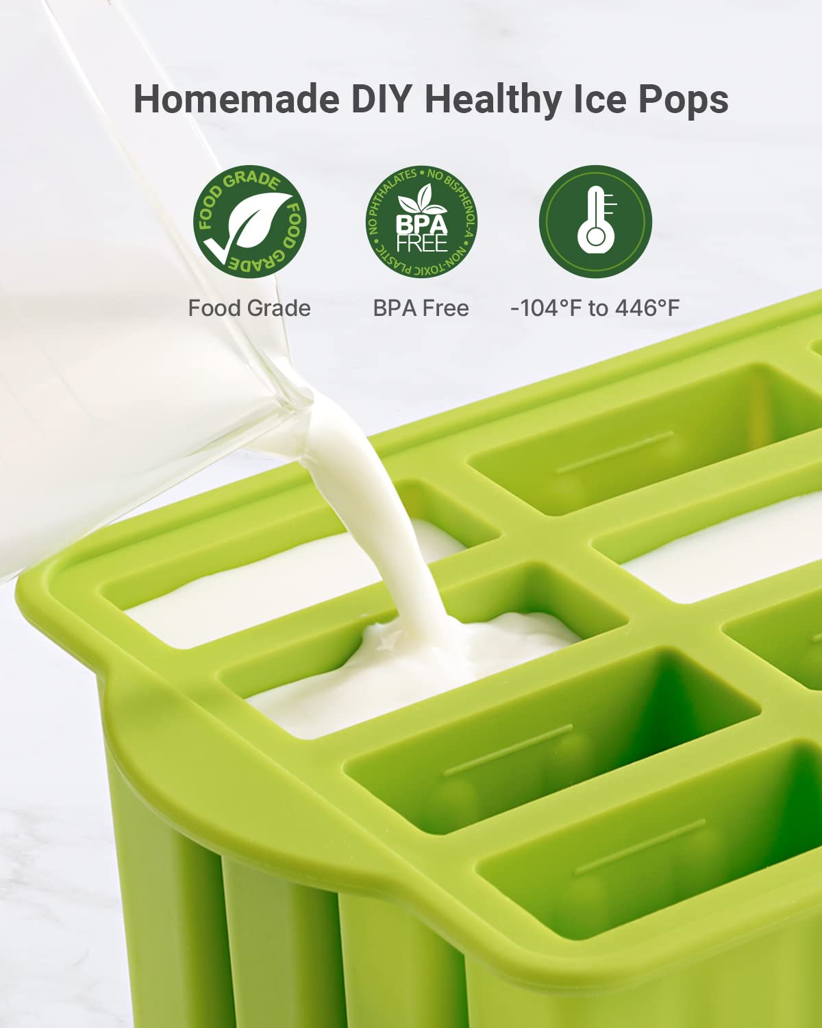 Popsicles Molds, 12 Cavities Silicone Popsicle Molds For Kids Adults Food Grade Popsicle Maker Mold Set Bpa-Free Ice Pop Mold Ho
