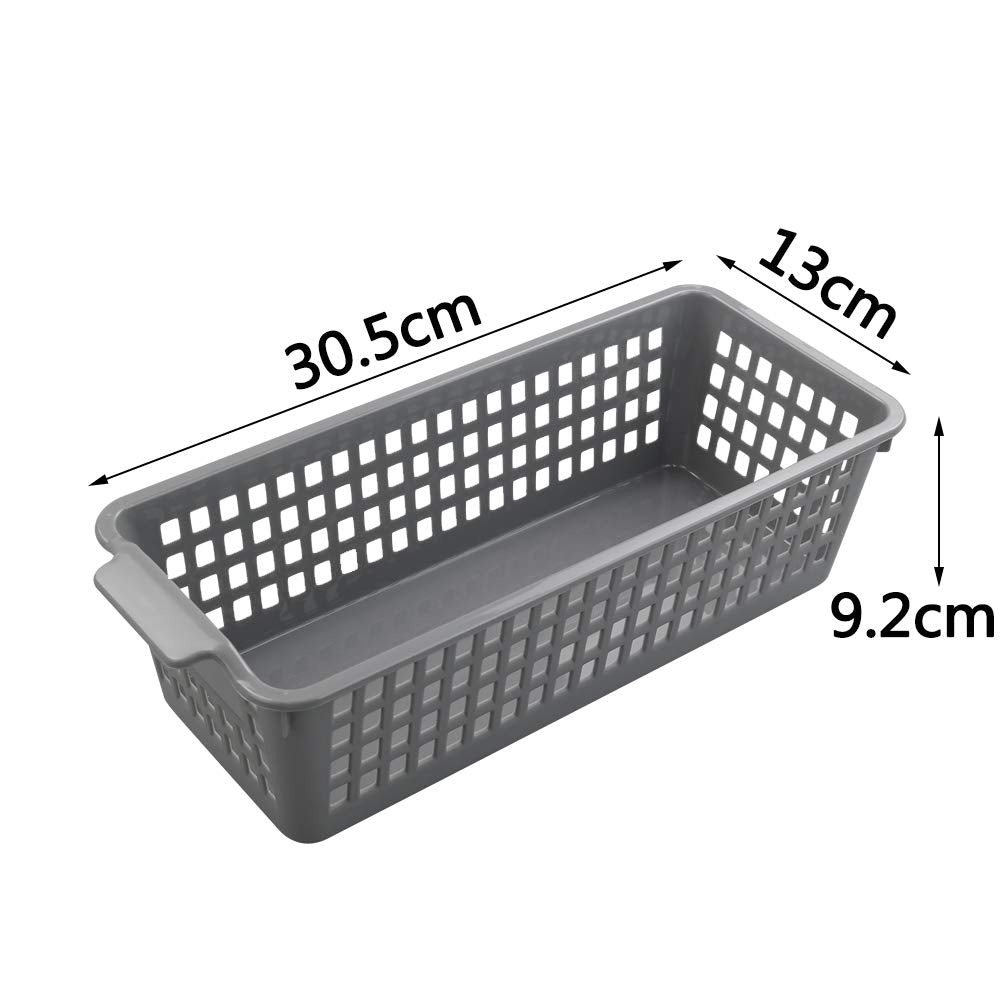 Nesmilers 6-Pack Slim Plastic Storage Baskets Bin, Rectangle Basket Set