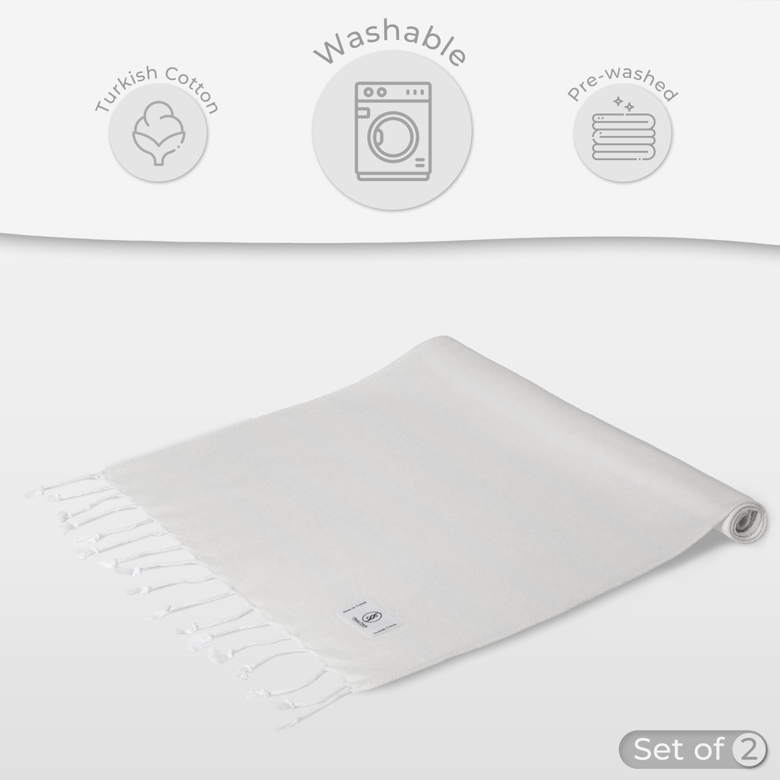 Ossano Towels Turkish Classic Hand Towel Set Of 2 - Decorative Towels For Kitchen And Bathroom - Versitale - Tea, Drying, Hand,