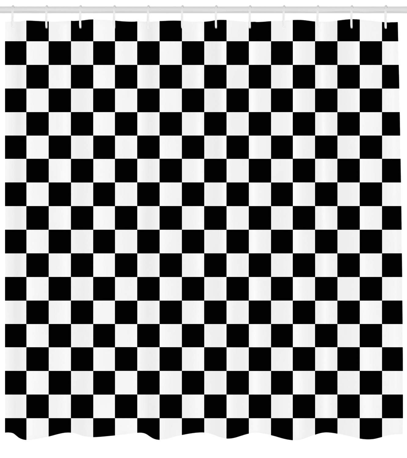 Ambesonne Checkers Game Shower Curtain, Geometric Grid Style Monochrome Squares In Traditional Game Board Design, Cloth Fabric B