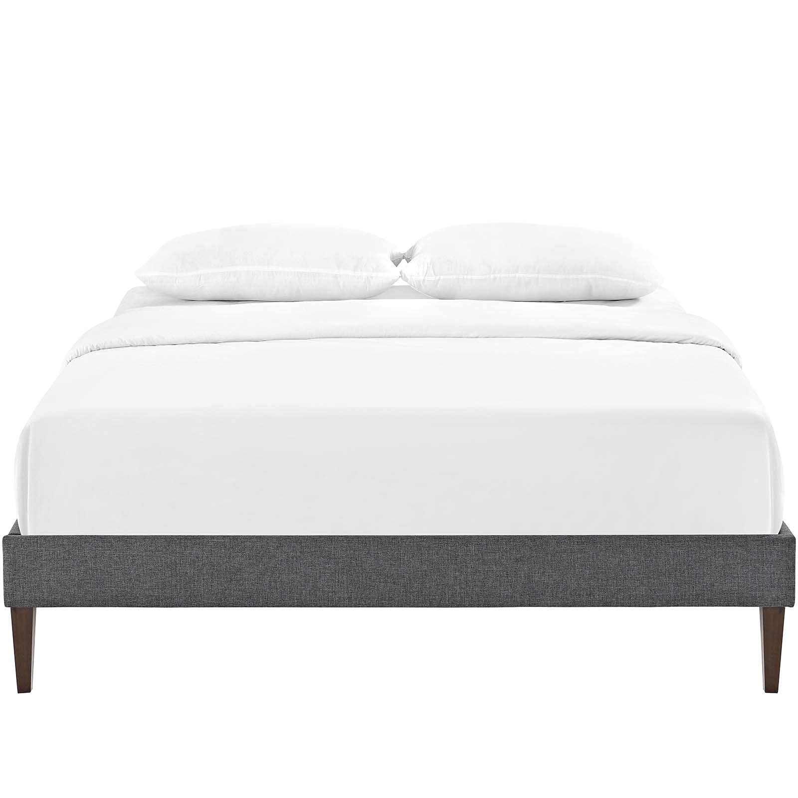CasaFoyer  Tessie Platform Bed | Solid Wood Frame | Polyester Upholstery | Tapered Legs | 10 Wood Slats | No Box Spring Needed | Memory Foam Compatible | Gray