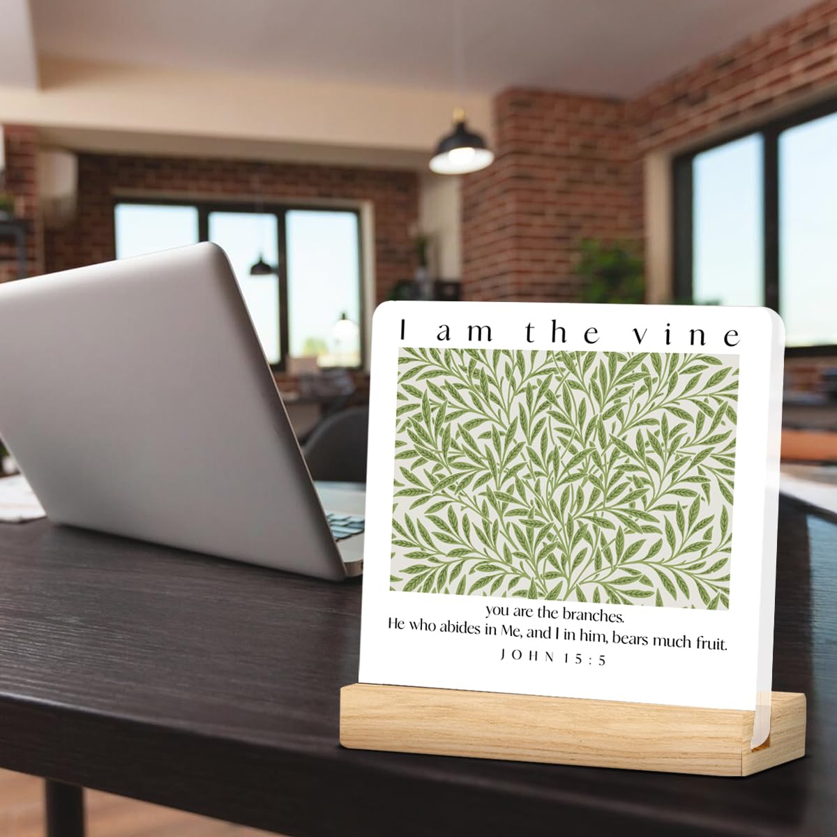 Christian Desk Decor Bible Verse Gifts Scripture I Am the Vine You Are the Branches Acrylic Sign Home Office Decoration
