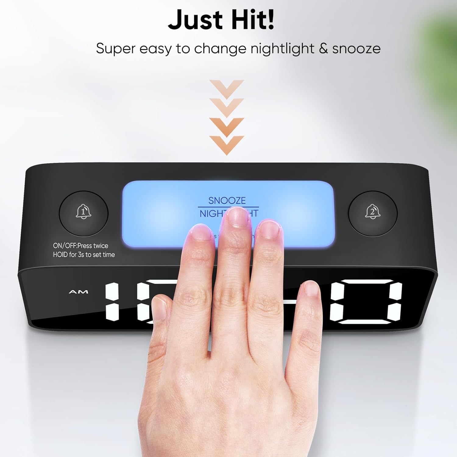 Aerys 9-Inch Digital Alarm Clock, Rgb Color Display, Night Light Dimmer, Usb Ports, Super Loud Alarm For Heavy Sleepers, Table C