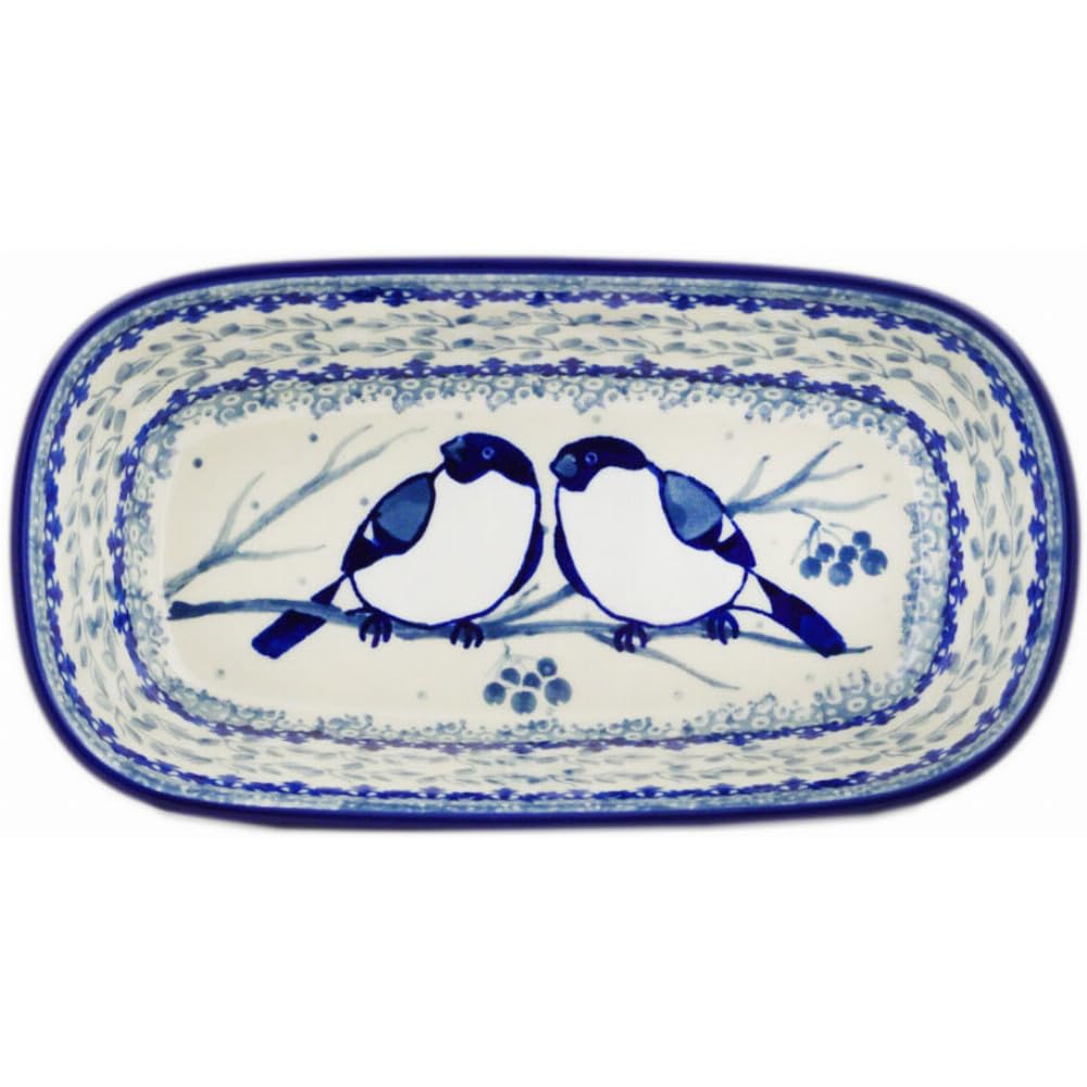 Polmedia Polish Pottery Mini loaf pan UNIKAT  Waiting Birds Pattern Handmade in Boleslawiec Poland by Ceramika Artystyczna + Ce