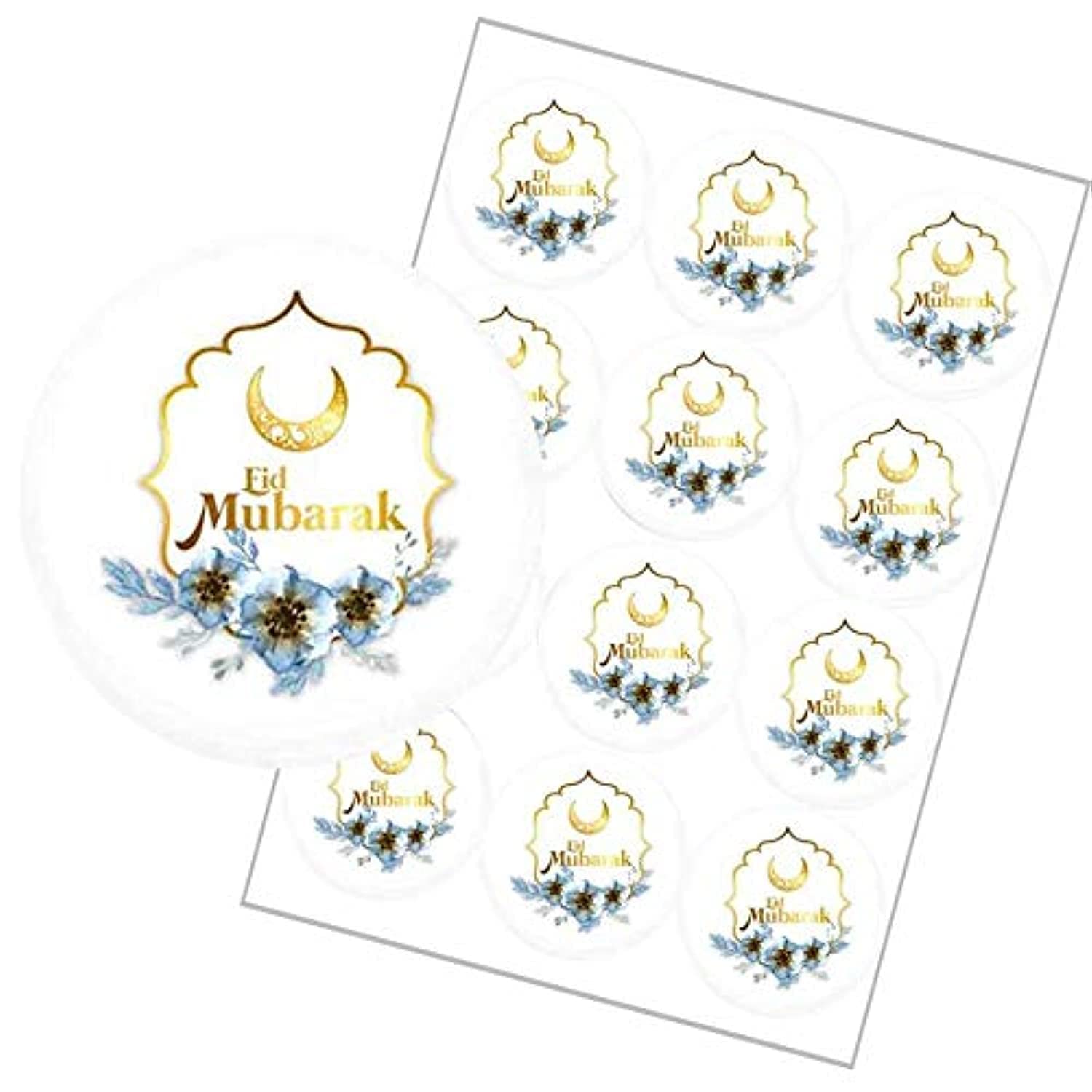 Swyoun 96Pcs Eid Mubarak Stickers Eid Party Decorations Ramadan Party Supplies(Gold)