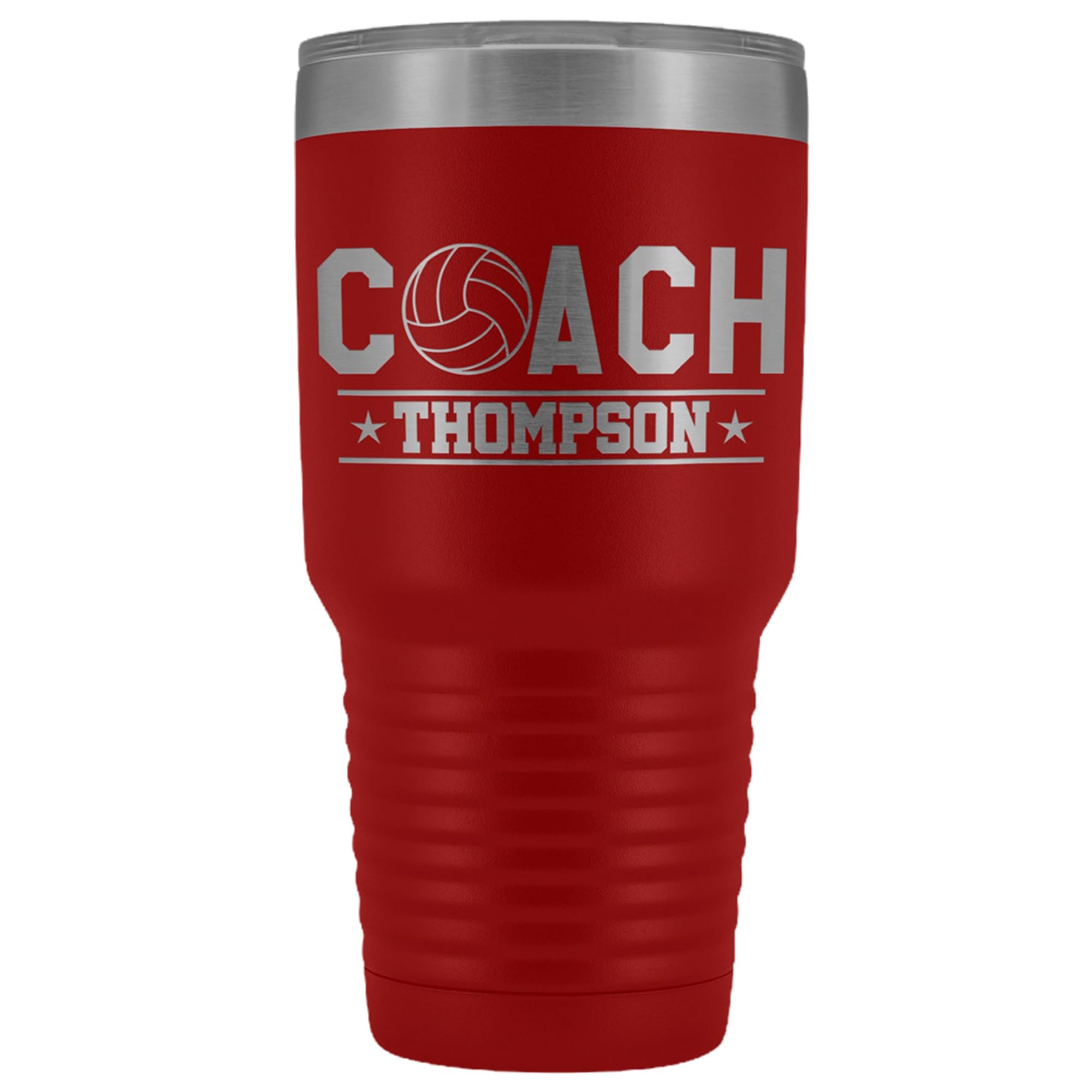 Personalized Volleyball Coach Tumbler with Name  30oz Insulated  Red