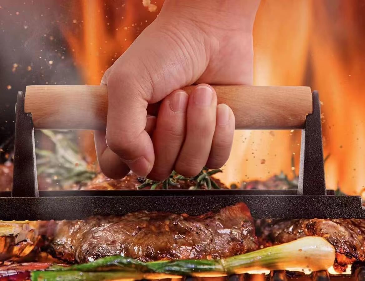 Kitchen Tools Heavy Duty Cast Iron Grill Press Burger Press Bacon Press Barbecue Press Meat Press Burger Smasher Griddle Press R