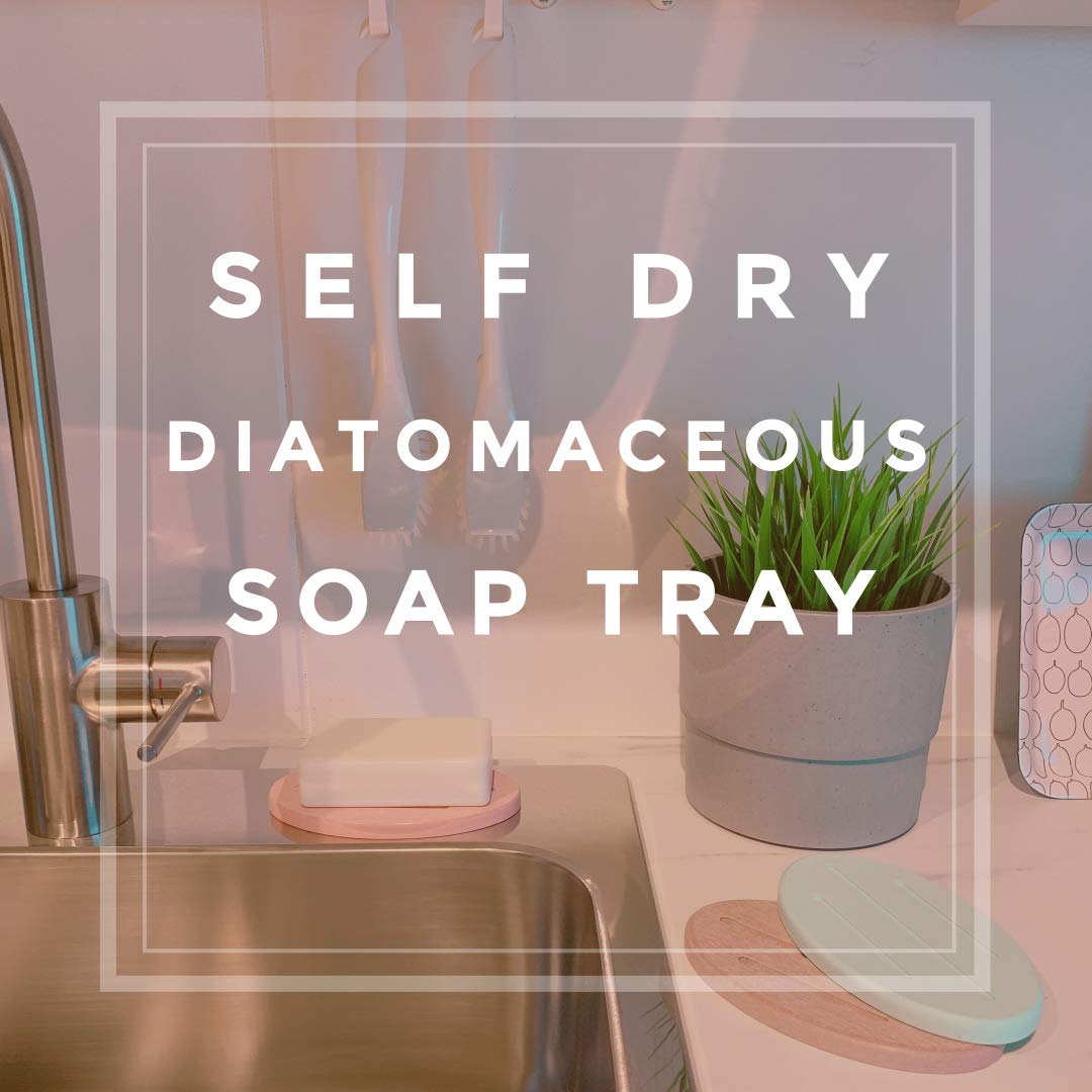 Sunny Eli Water Absorbent Diatomite Soap Dish, 2 Pack Diatomite Soap Holder Mat, Fast Water Absorbent, Self-Dry Diatomaceous Soa